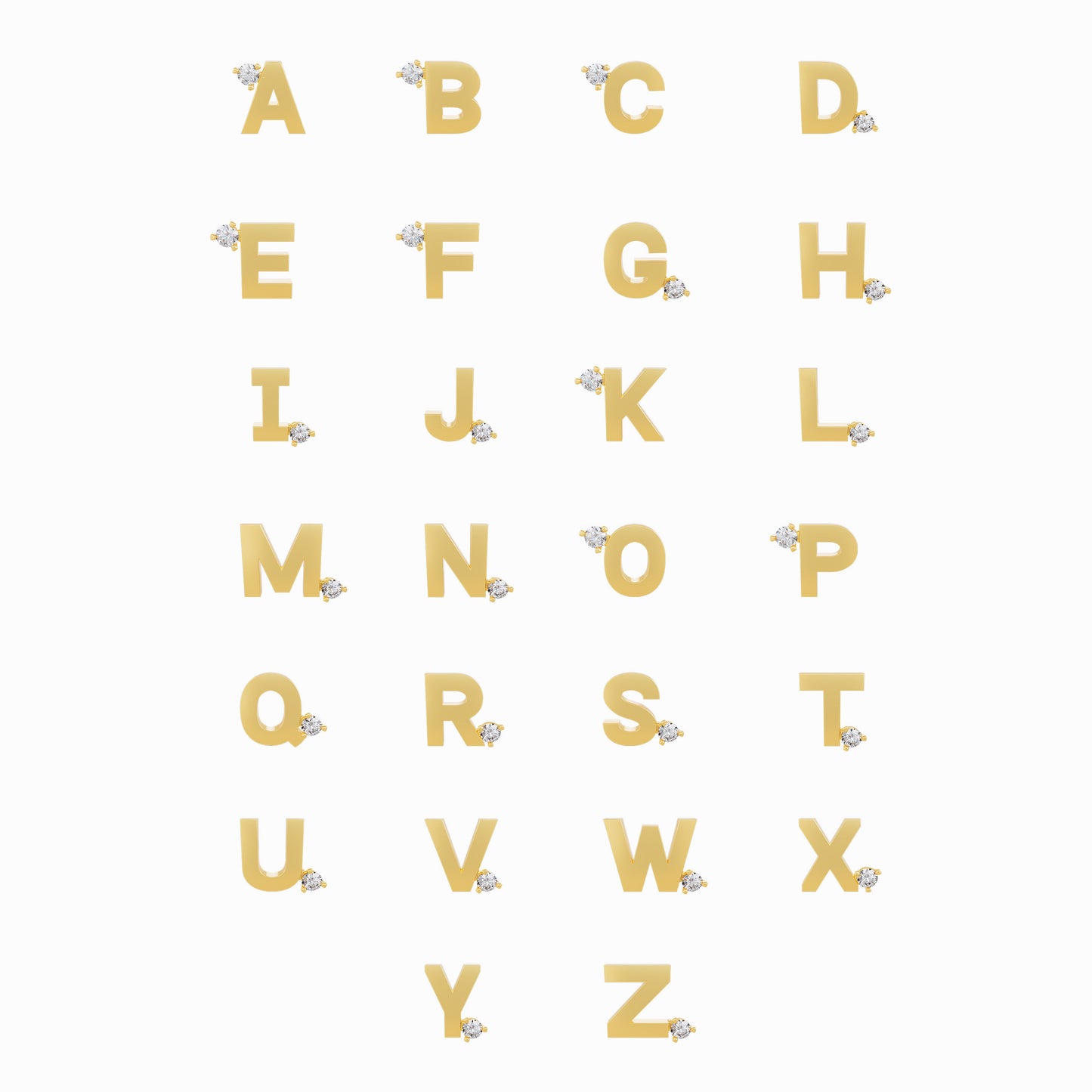 J Line Initial Letter One Pavé Diamond Ring 14K Solid Gold