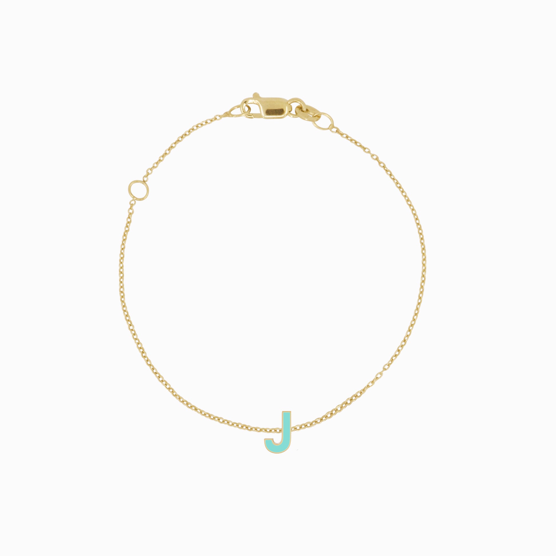 J Initial Letter Enamel Bracelet 14K Solid Gold