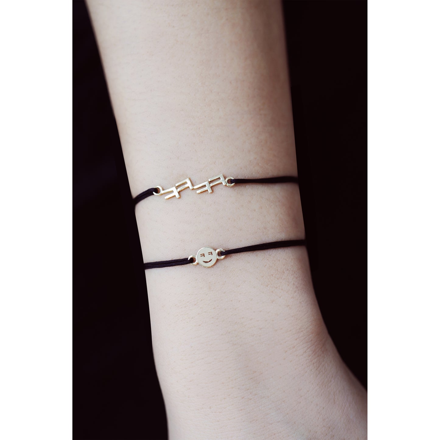 Korean Letter Laugh Cord Bracelet 14K Solid Gold ㅋㅋㅋㅋ