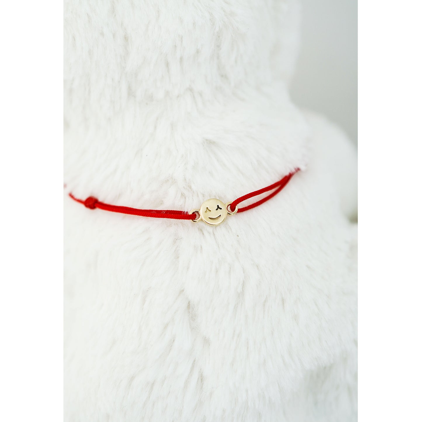 Korean letter Happy Face Cord Bracelet 14K Solid Gold ㅅㅅ