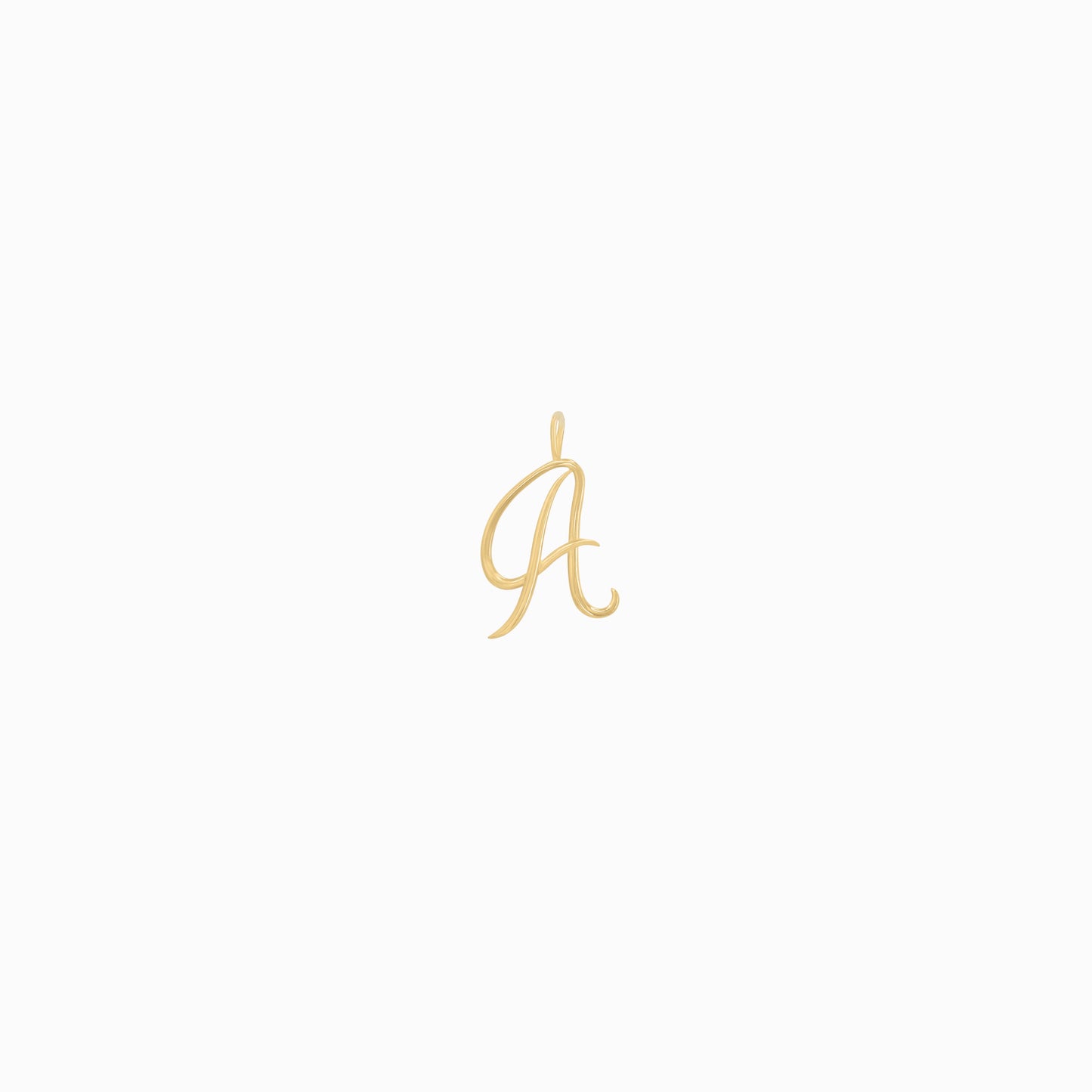 A Script Initial Letter Charm Pendant 14K Gold