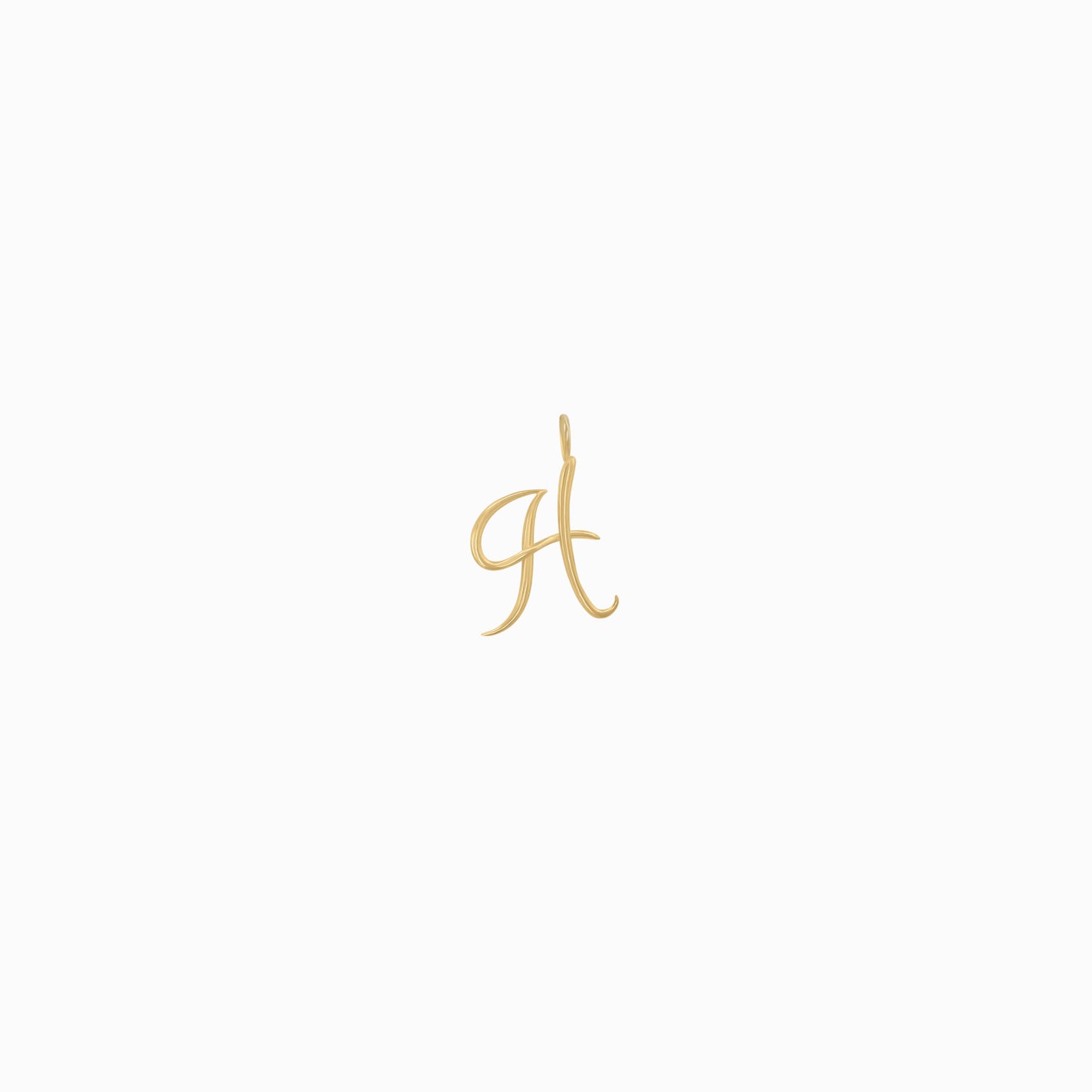 H Script Initial Letter Charm Pendant 14K Gold