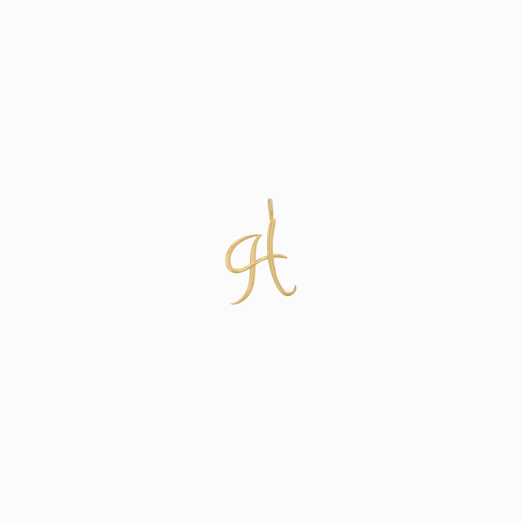 H Script Initial Letter Charm 14K Gold