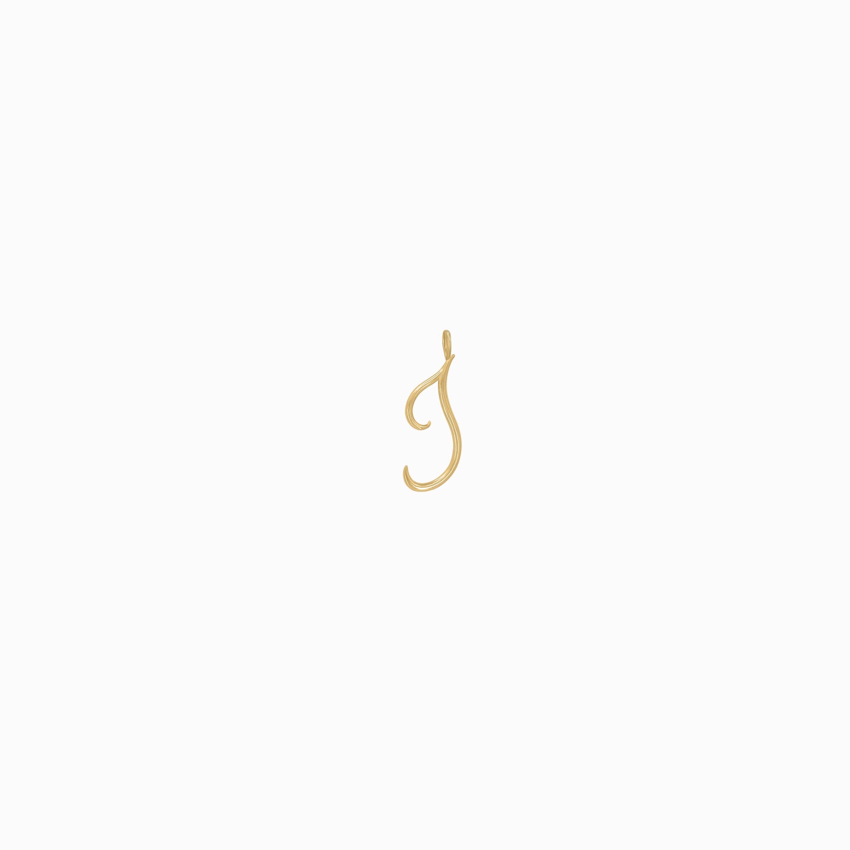 J Script Initial Letter Charm 14K Gold