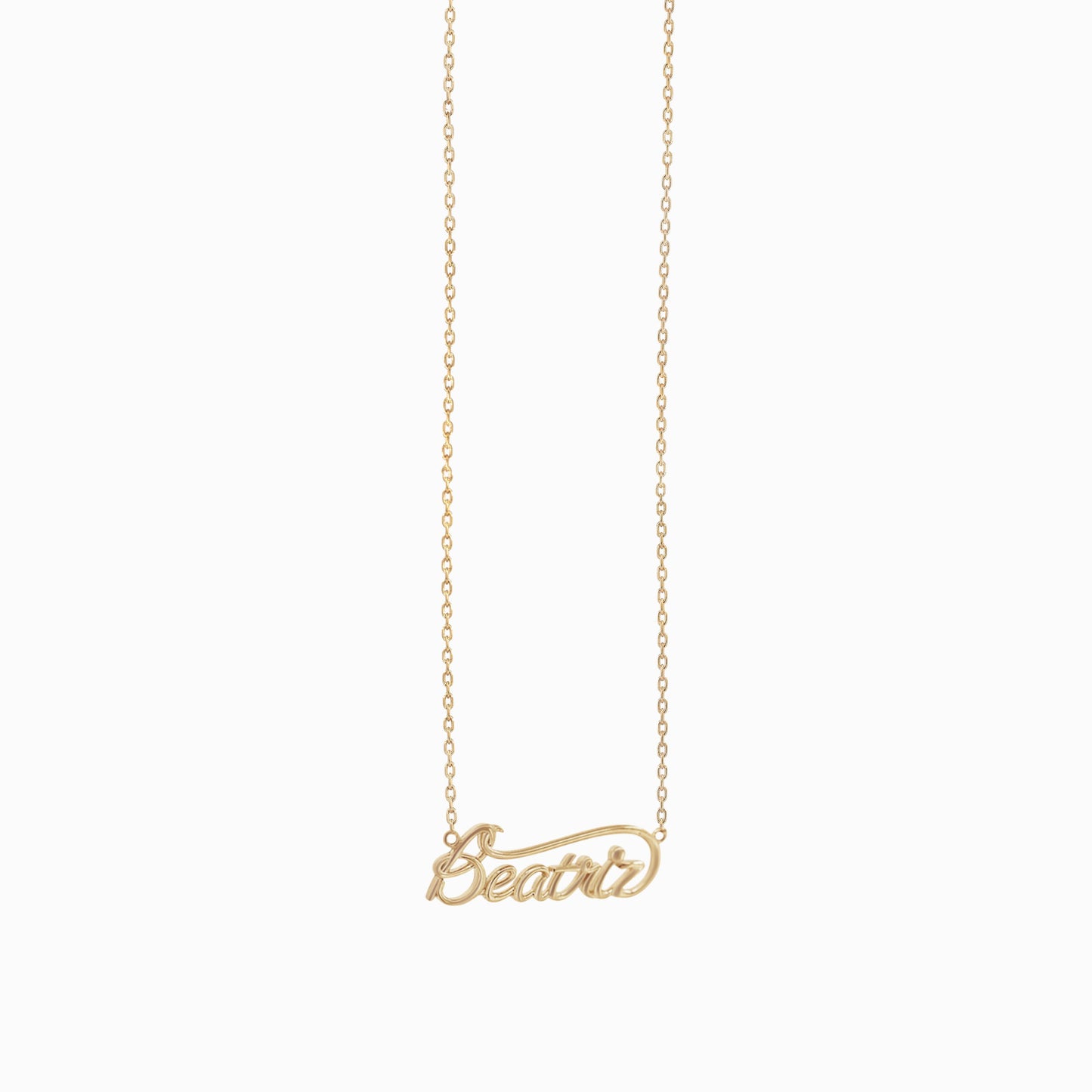 Custom Name Necklace Script Word BEATRIZA 14K Solid Gold – Personalized