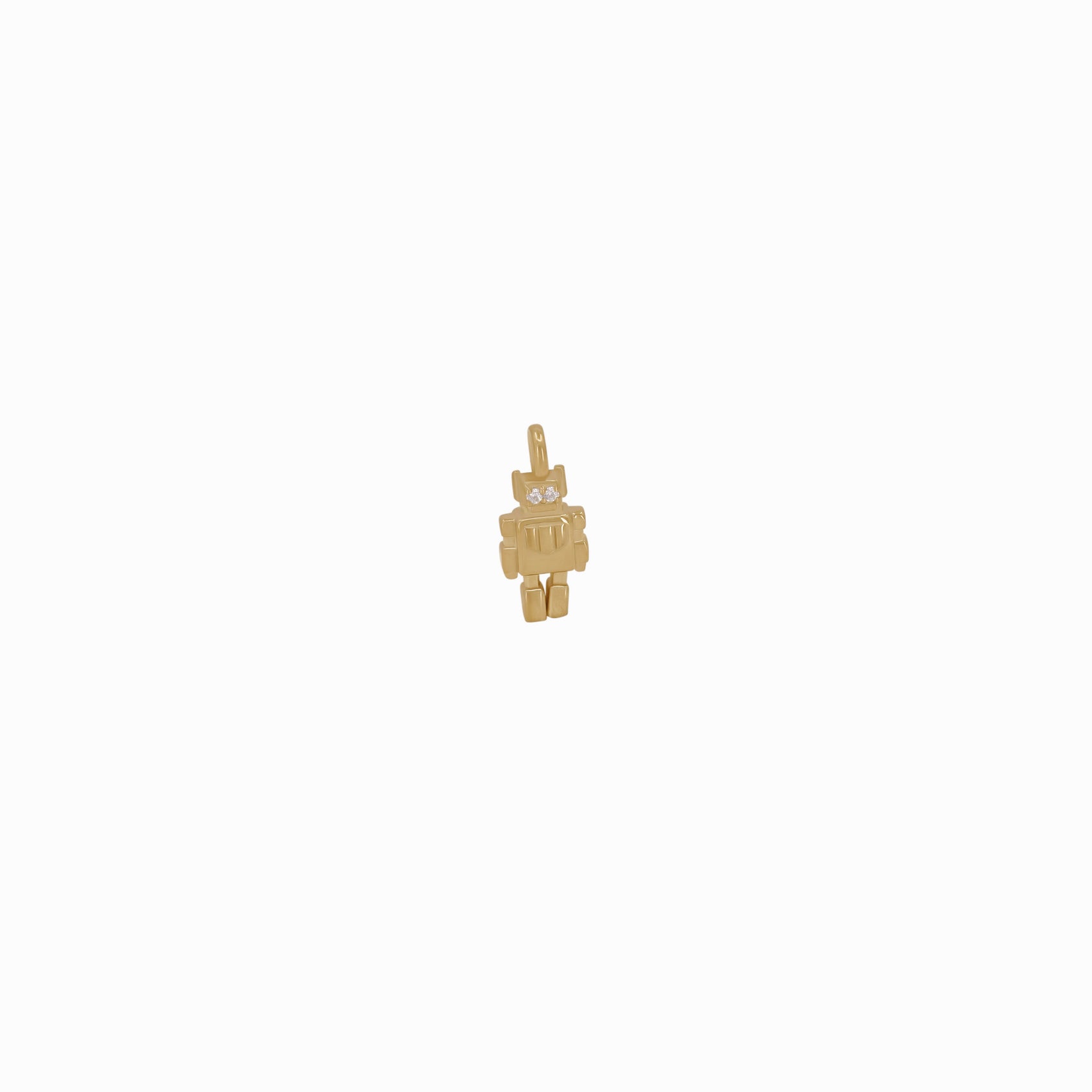 Robot Toto Pavé Diamond Pendant Charm 14K Solid Gold