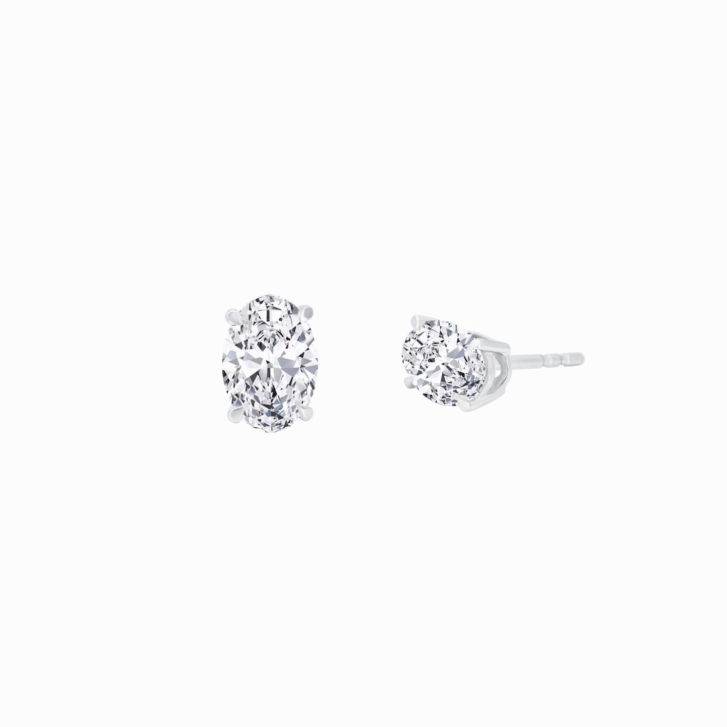 Lab Diamond Oval Stud Earrings 18K White Gold (2.08 ct. tw.)