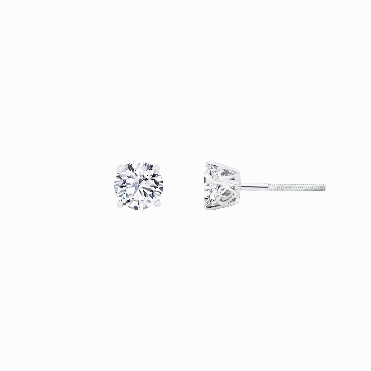 Lab Diamond Round Solitaire Stud Earrings 10K White Gold (1.04ct. tw.)