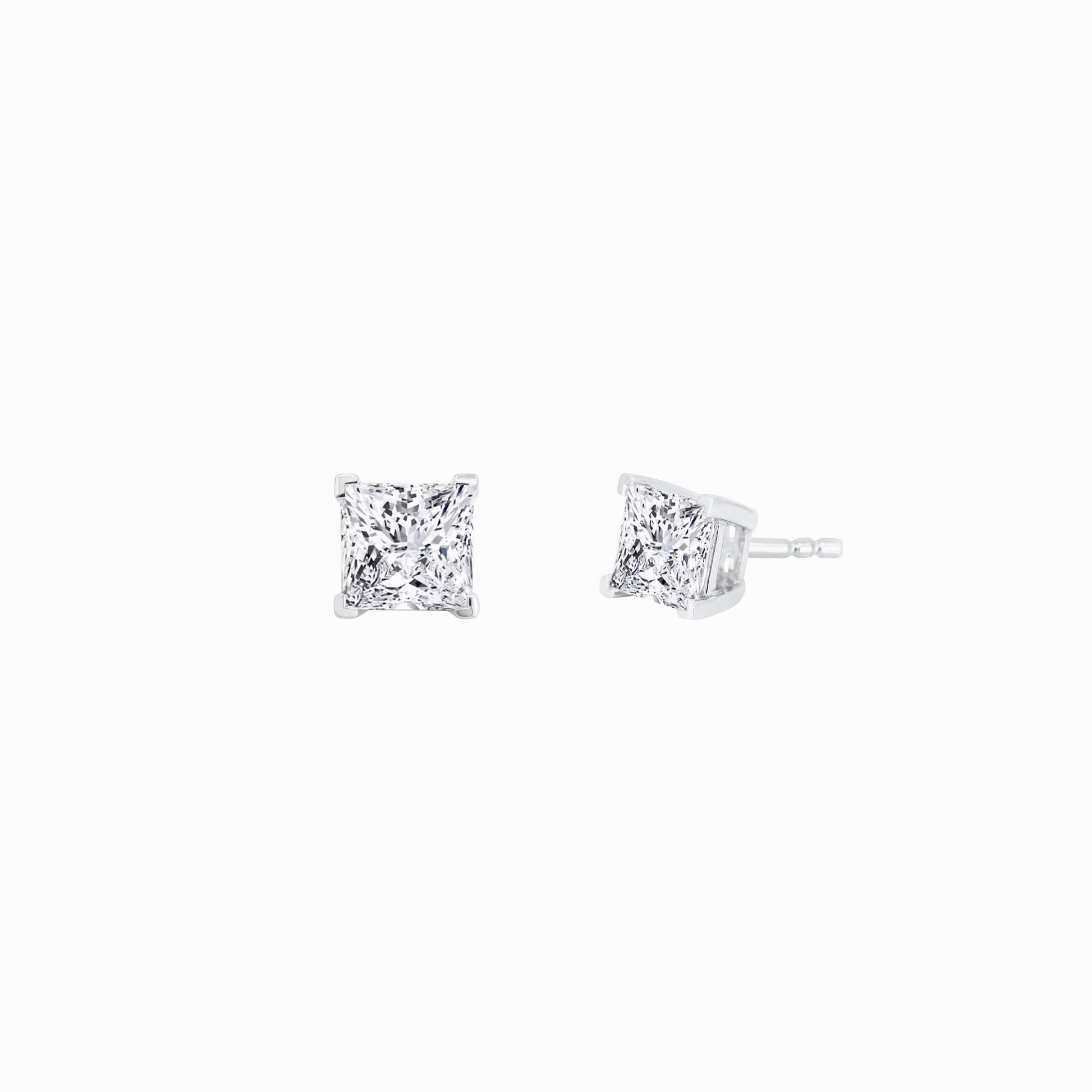 Lab Diamond Princess Cut Solitaire Stud Earrings 18K Gold (2.84 ct. tw.)