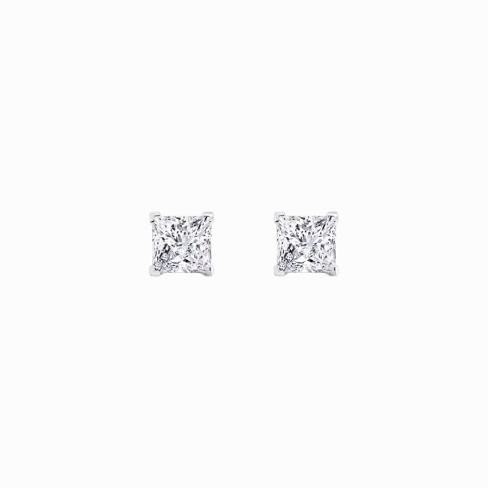 Lab Diamond Princess Cut Stud Earrings 18K White Gold (2.84 ct. tw.)