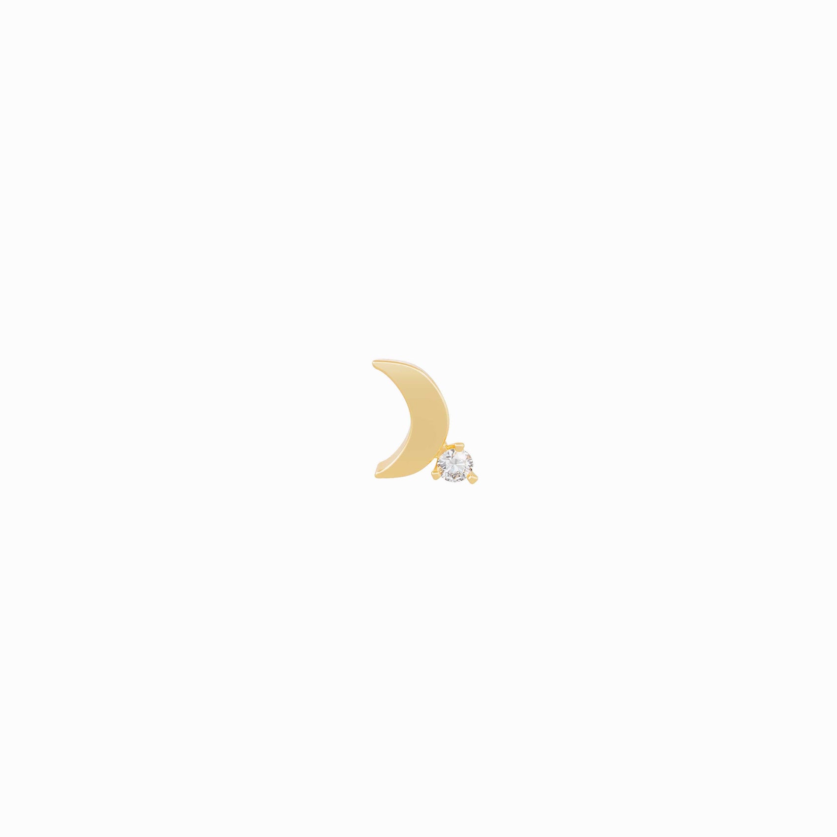 Crescent Moon One Pavé Lab Diamond Stud Earrings 14K Solid Gold