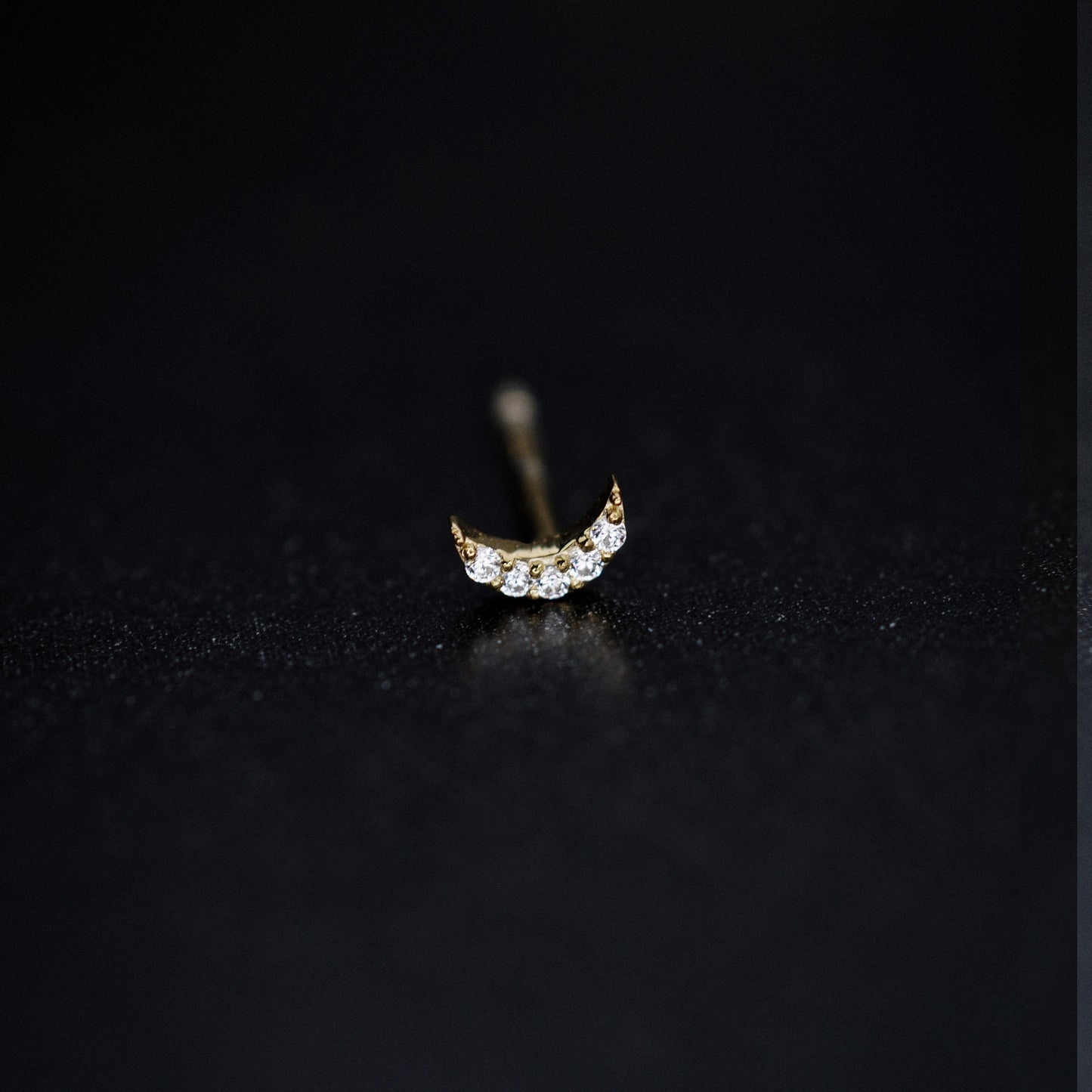 Crescent Pavé Lab Diamond Solid Stud Earrings 14K Gold
