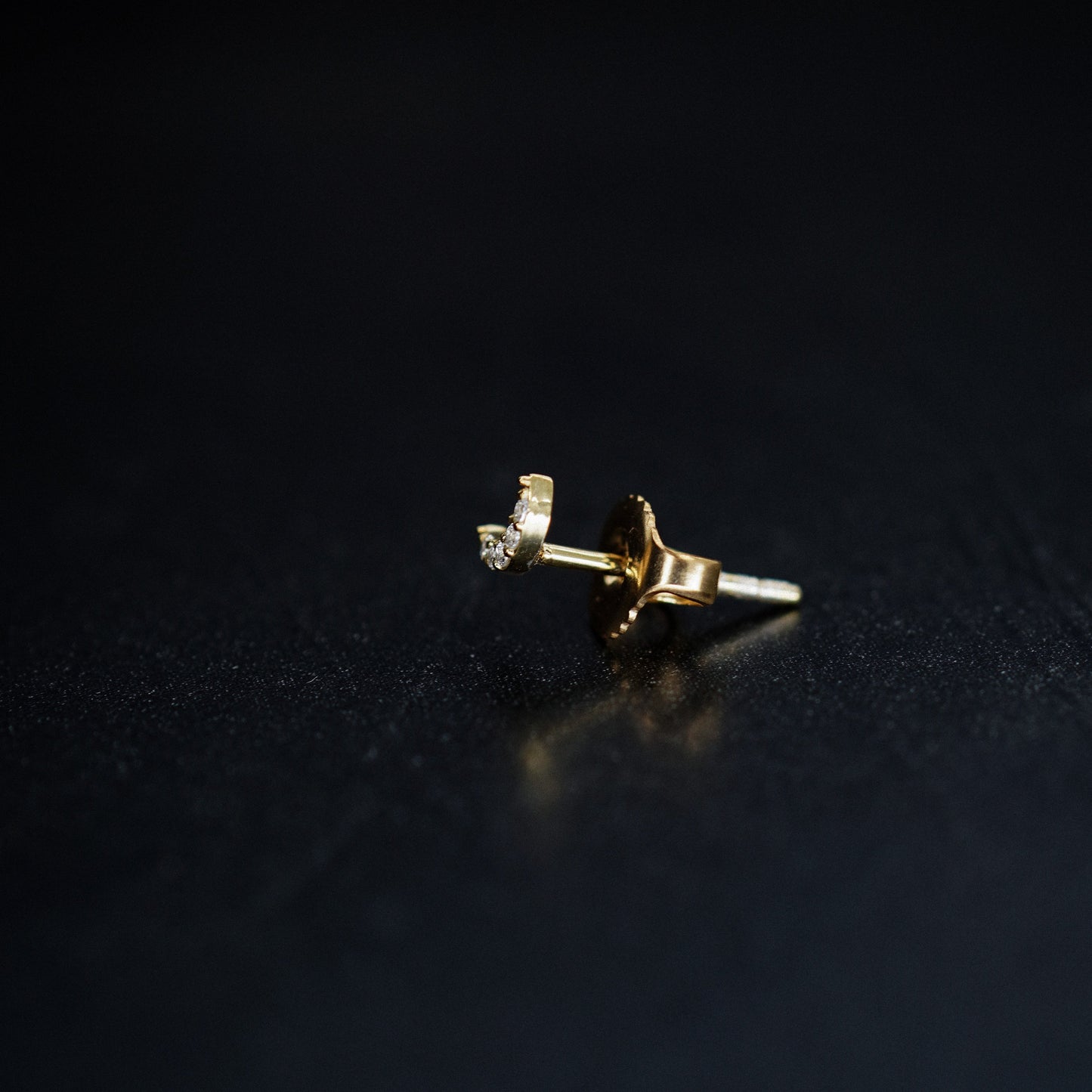 Crescent Pavé Lab Diamond Solid Stud Earrings 14K Gold