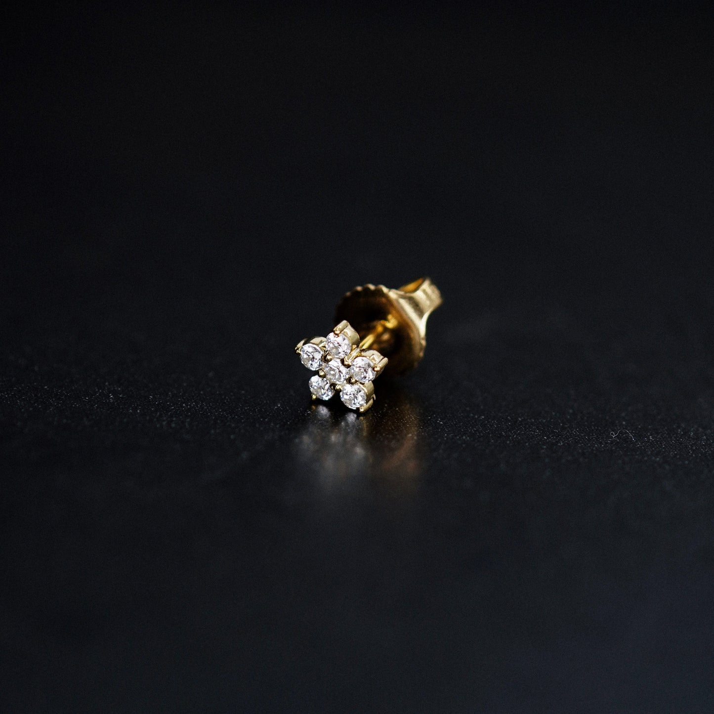 Flower Pavé Lab Diamond Solid Gold Stud Earrings 14K Gold