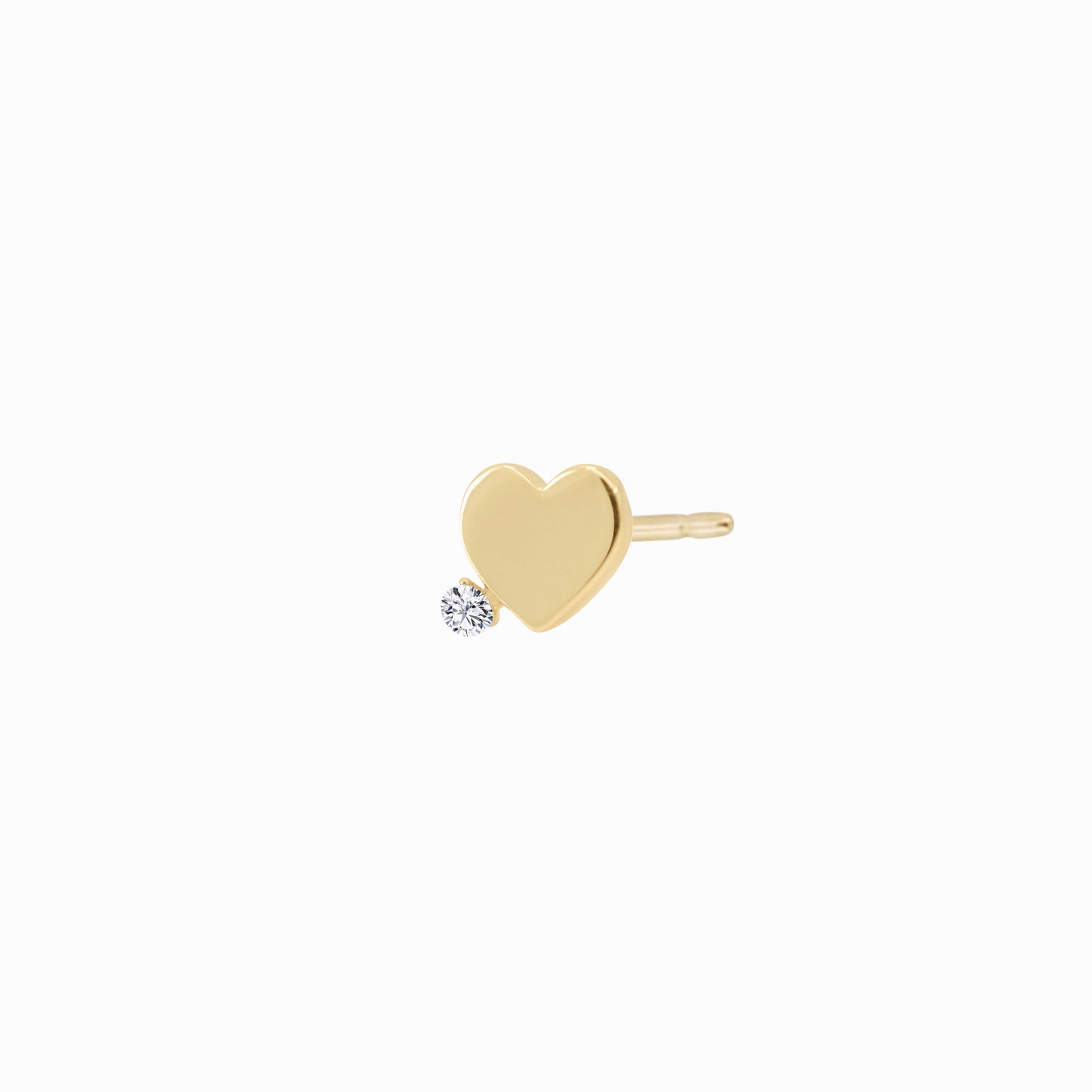 Heart One Pavé Lab Diamond Stud Earrings 14K Gold