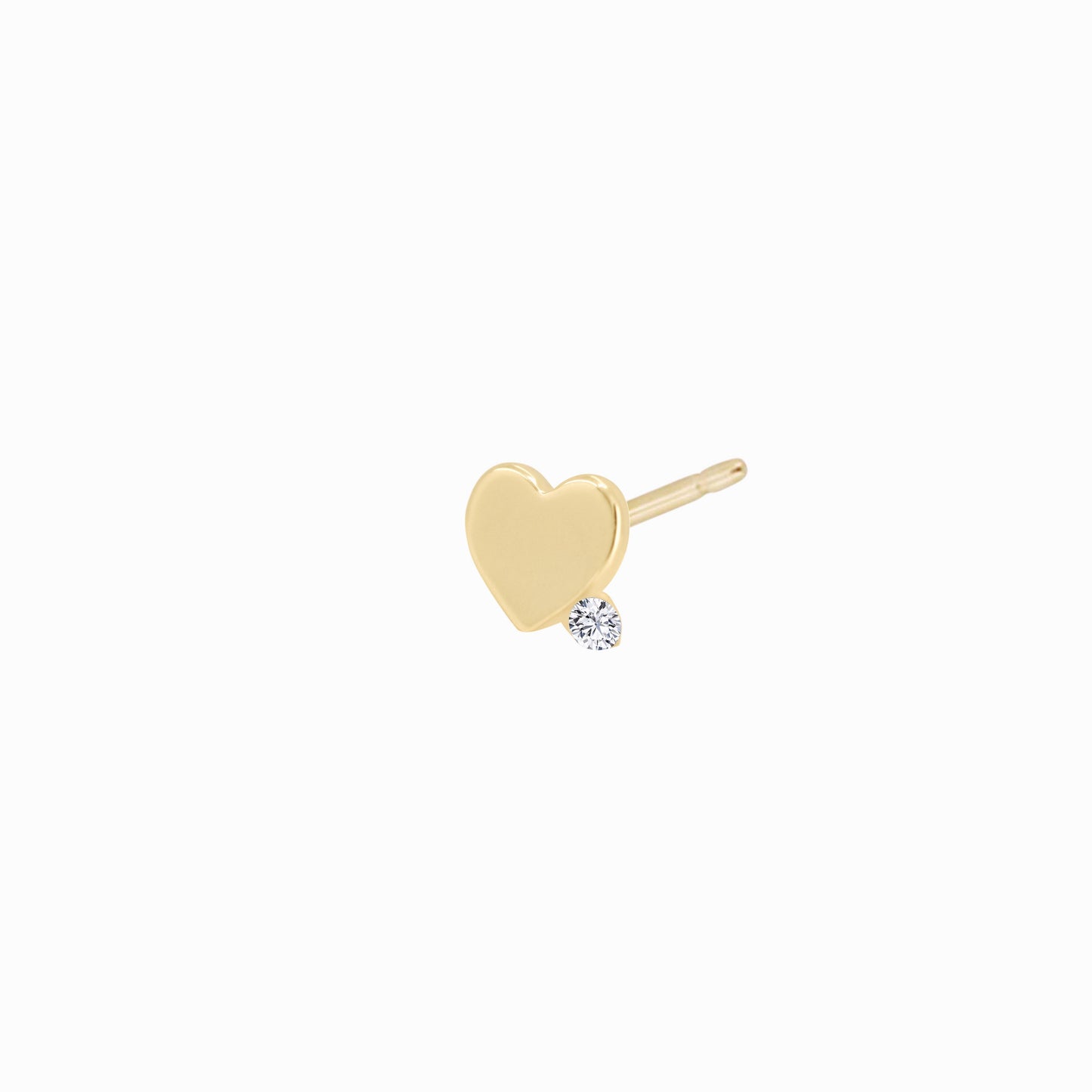 Heart One Pavé Lab Diamond Stud Earrings 14K Gold