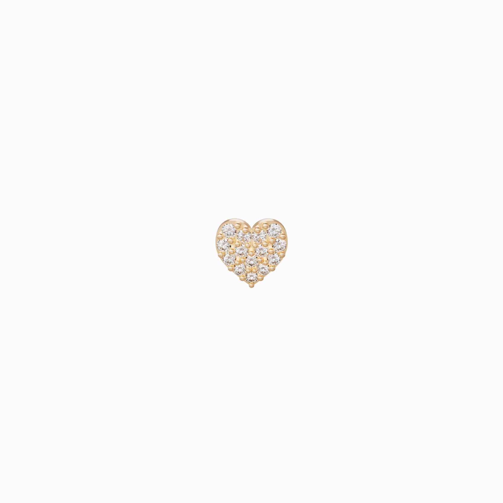 Heart Pavé Diamond Stud Earrings 14K Gold