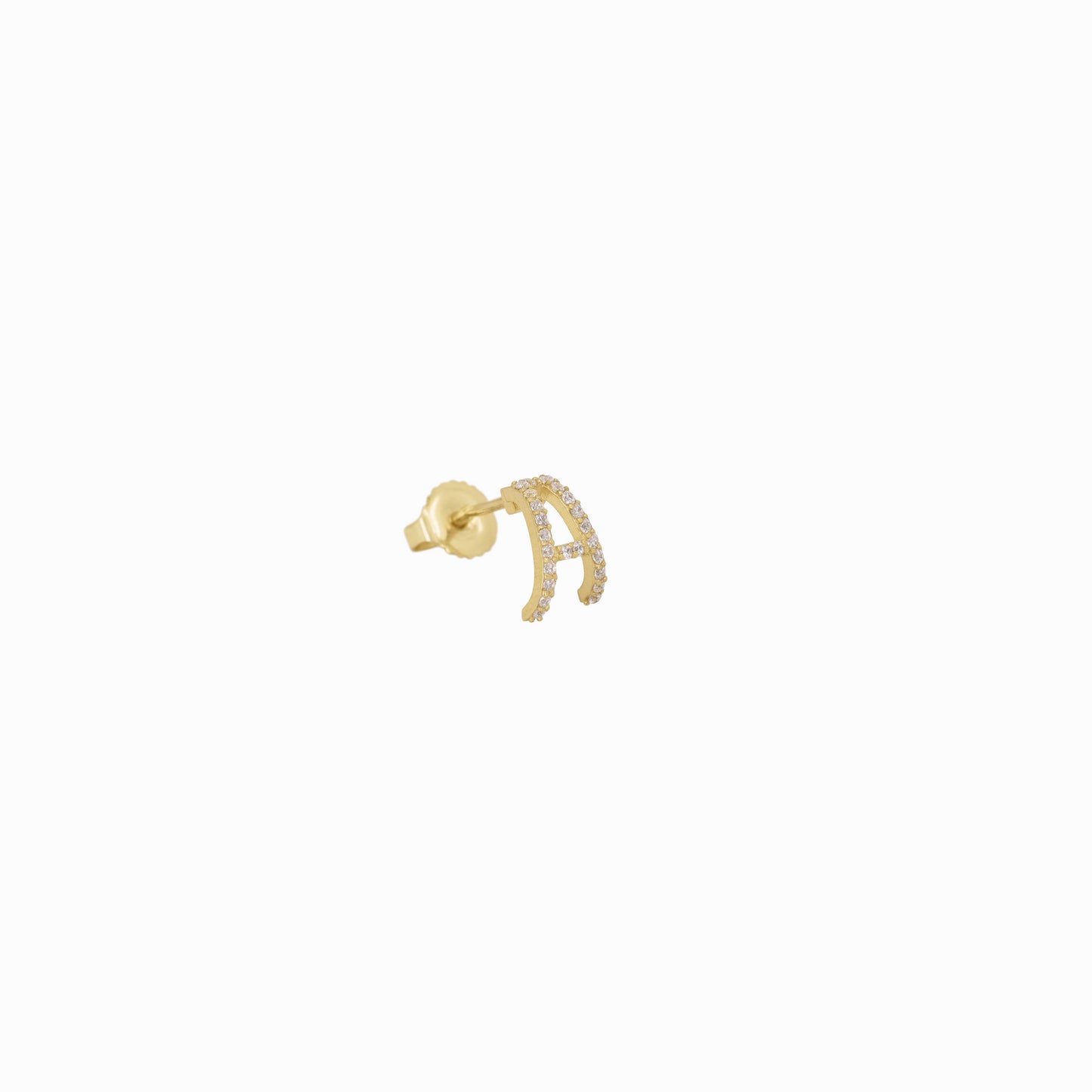 Eclipse A Initial Letter Lab Diamond Earring 14K Gold