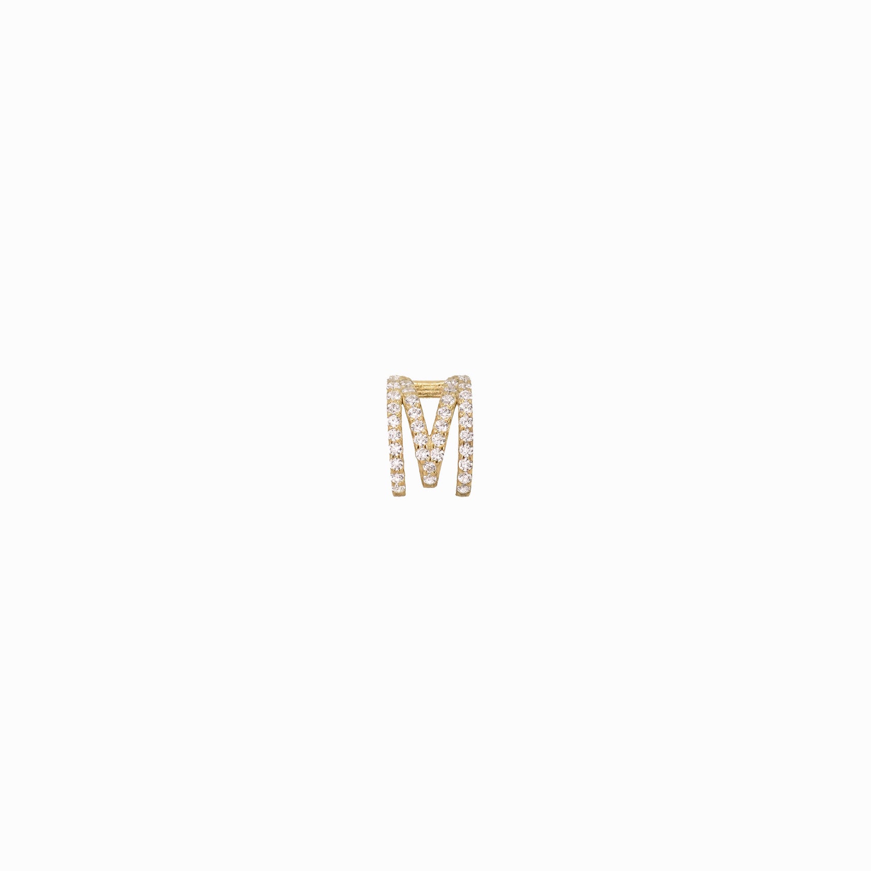 Eclipse M Initial Letter Pavé Diamond Earring 14K Gold