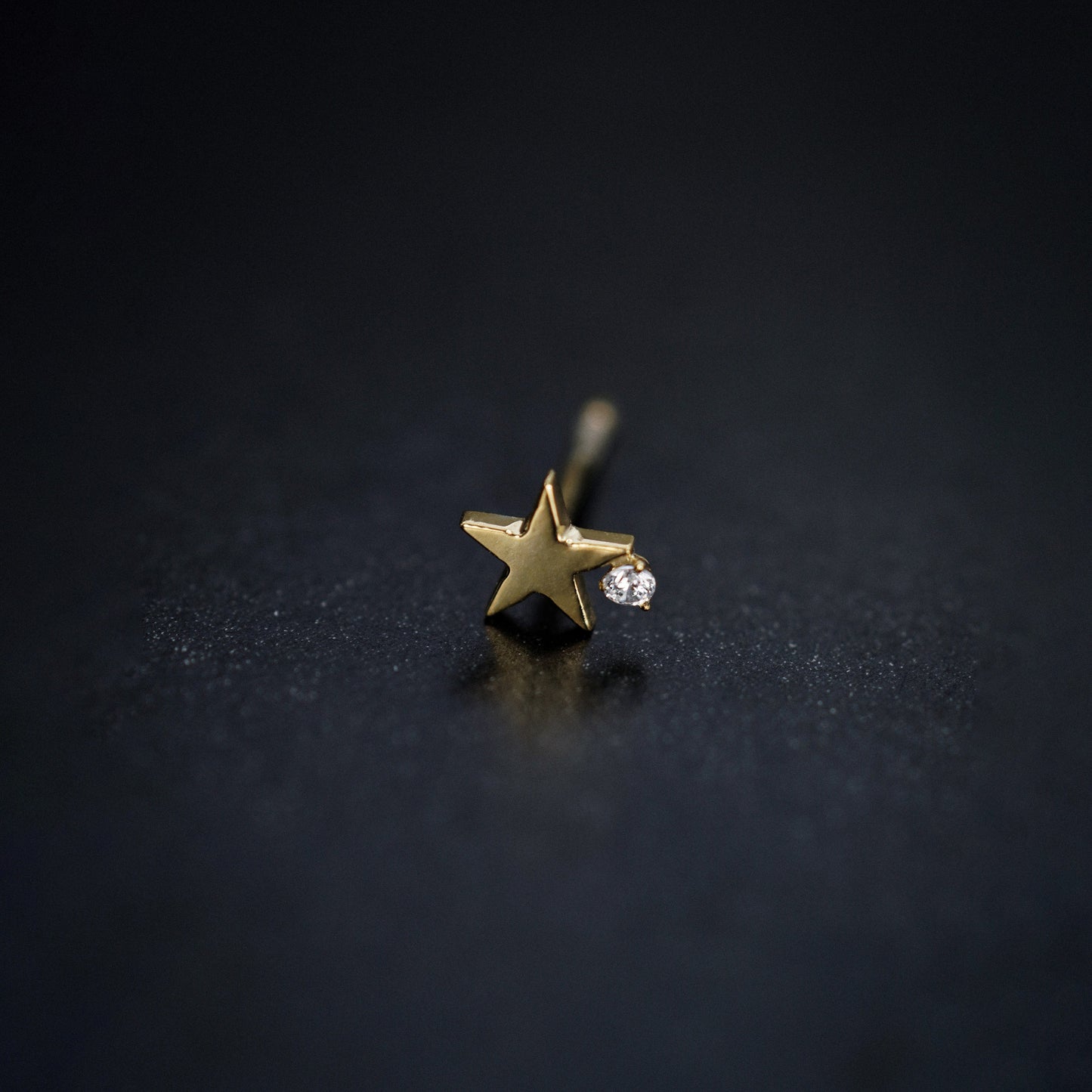 Star One Pavé Lab Diamond Stud Earrings 14K Gold