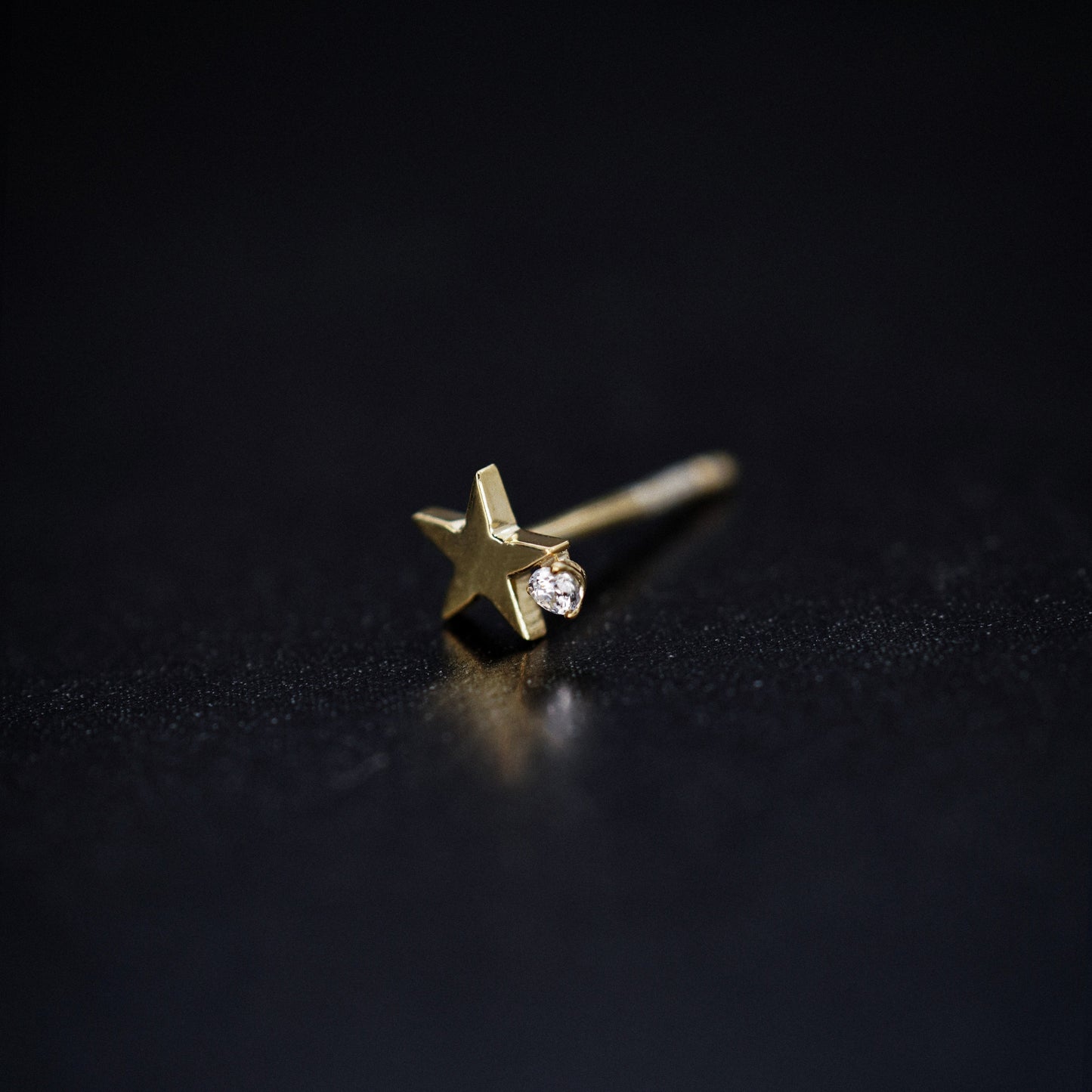 Star One Pavé Lab Diamond Stud Earrings 14K Gold