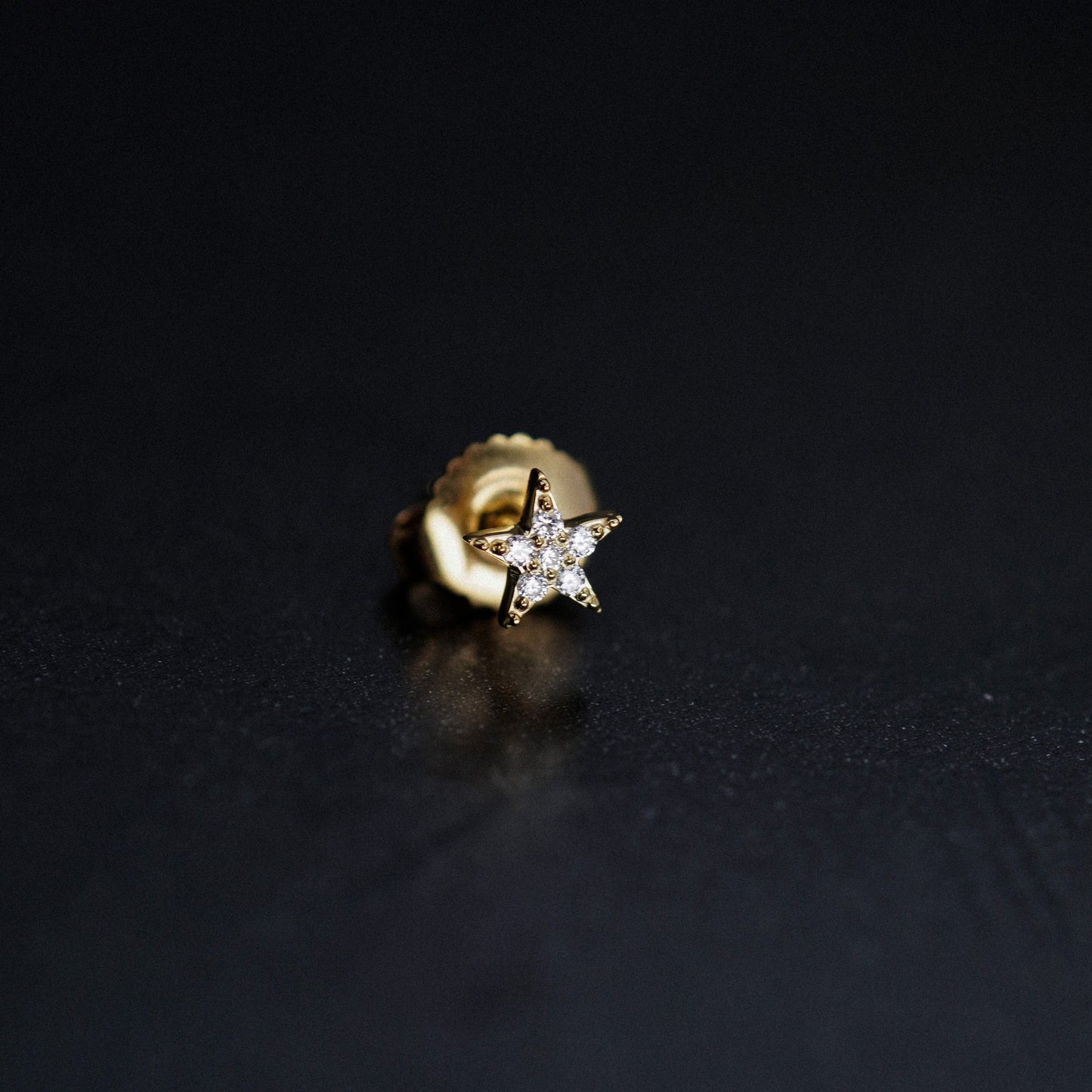 Star Pavé Diamond Stud Earrings 14K Gold