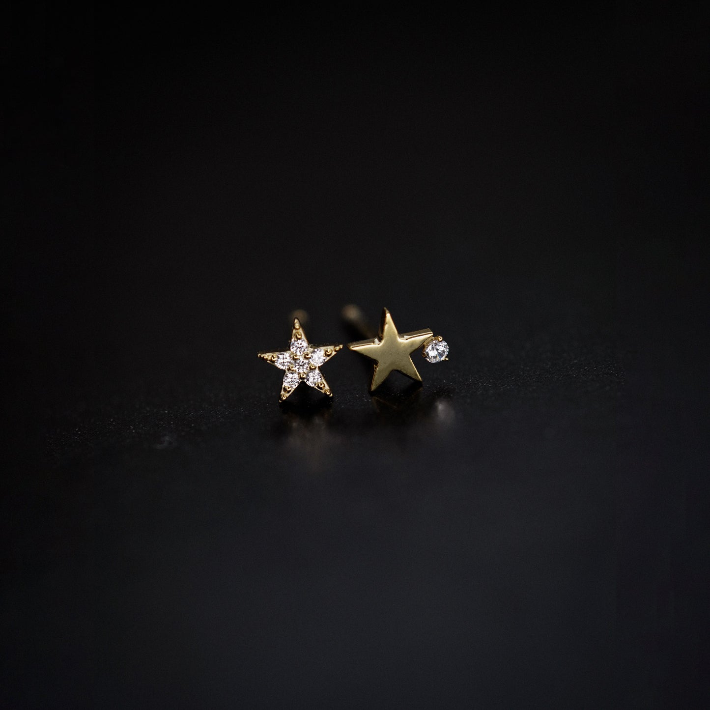 Star Pavé Lab Diamond Stud Earrings 14K Gold