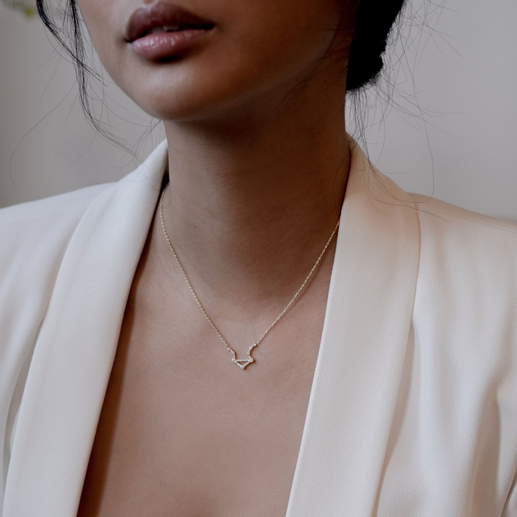 Libra Constellation Pavé Lab Diamond Necklace 14k Solid Gold