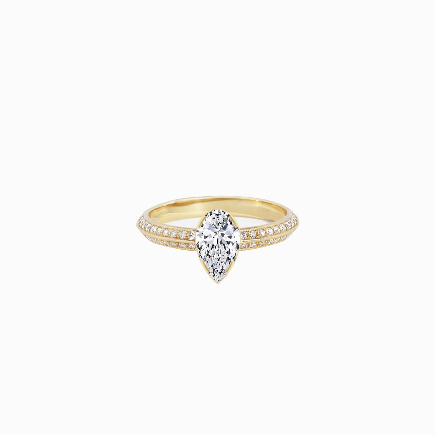 Pear Cut Pavé Diamond Ring Gold | LUV