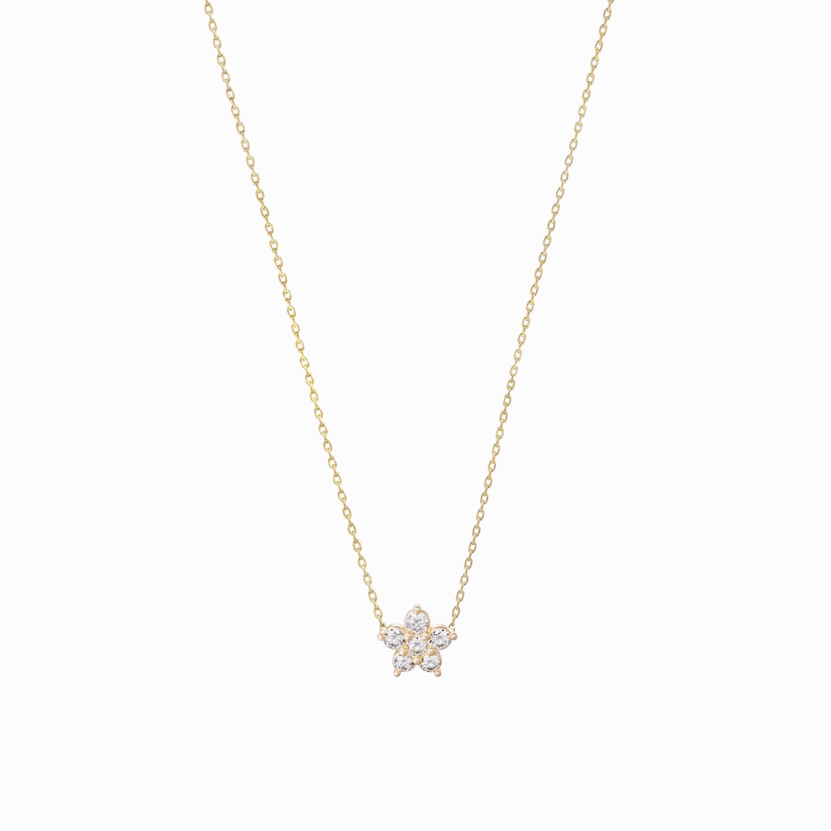 Flower Pavé Lab Diamond Necklace 14K Solid Gold