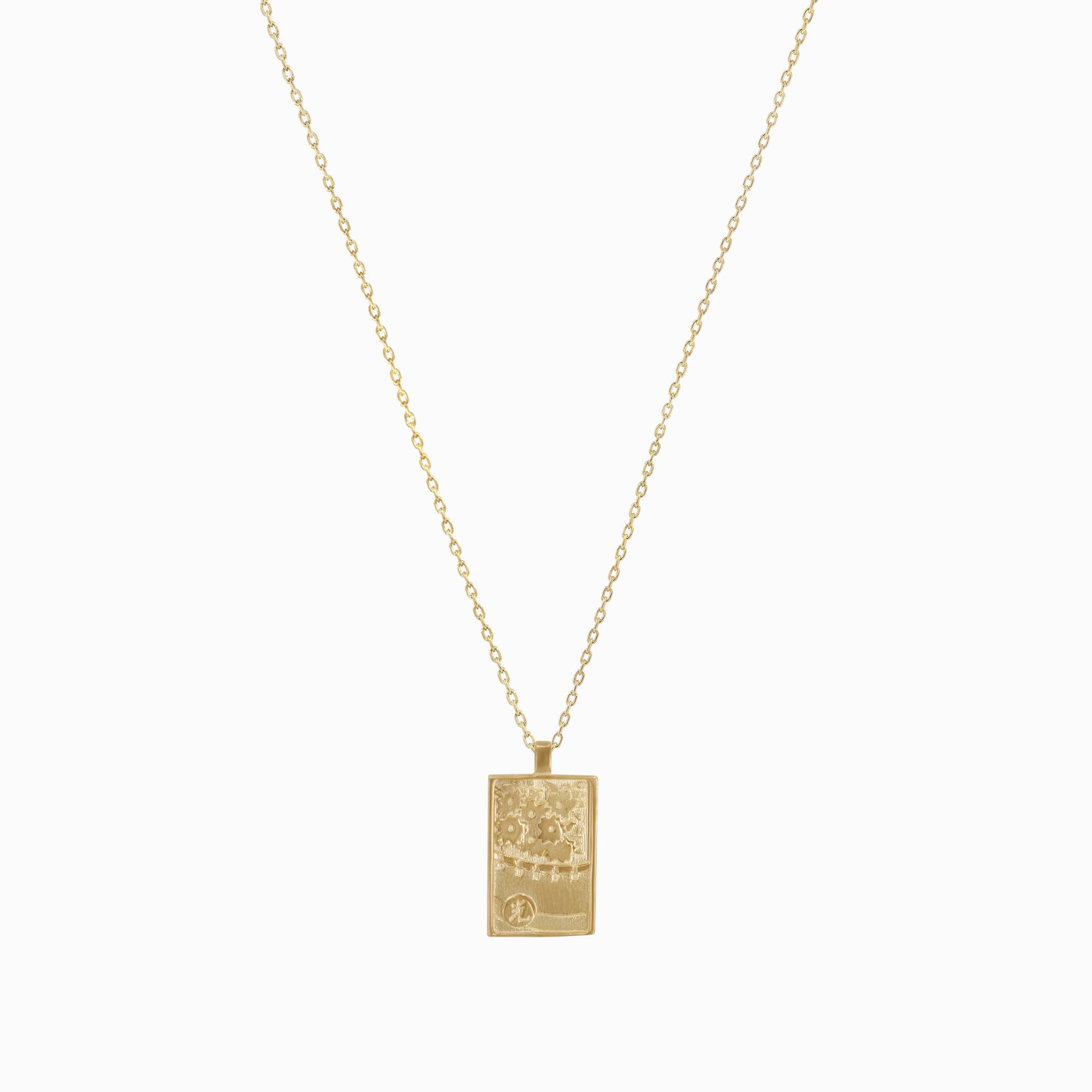 Korean Go-Stop Card Game Ogwang March Pendant Necklace 14K Solid Gold 오광 벚꽃