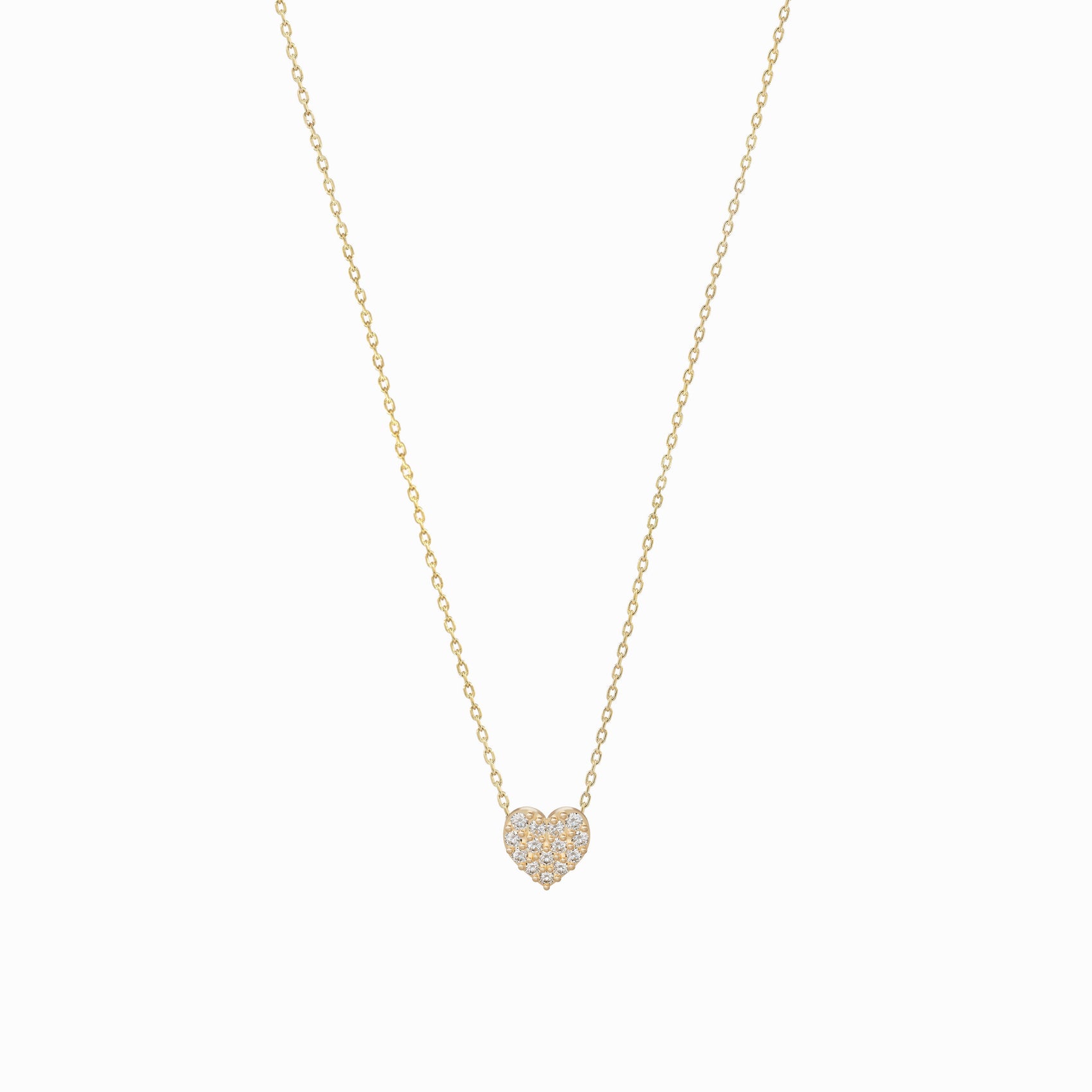 Heart Pavé Diamond Necklace 14K Solid Gold