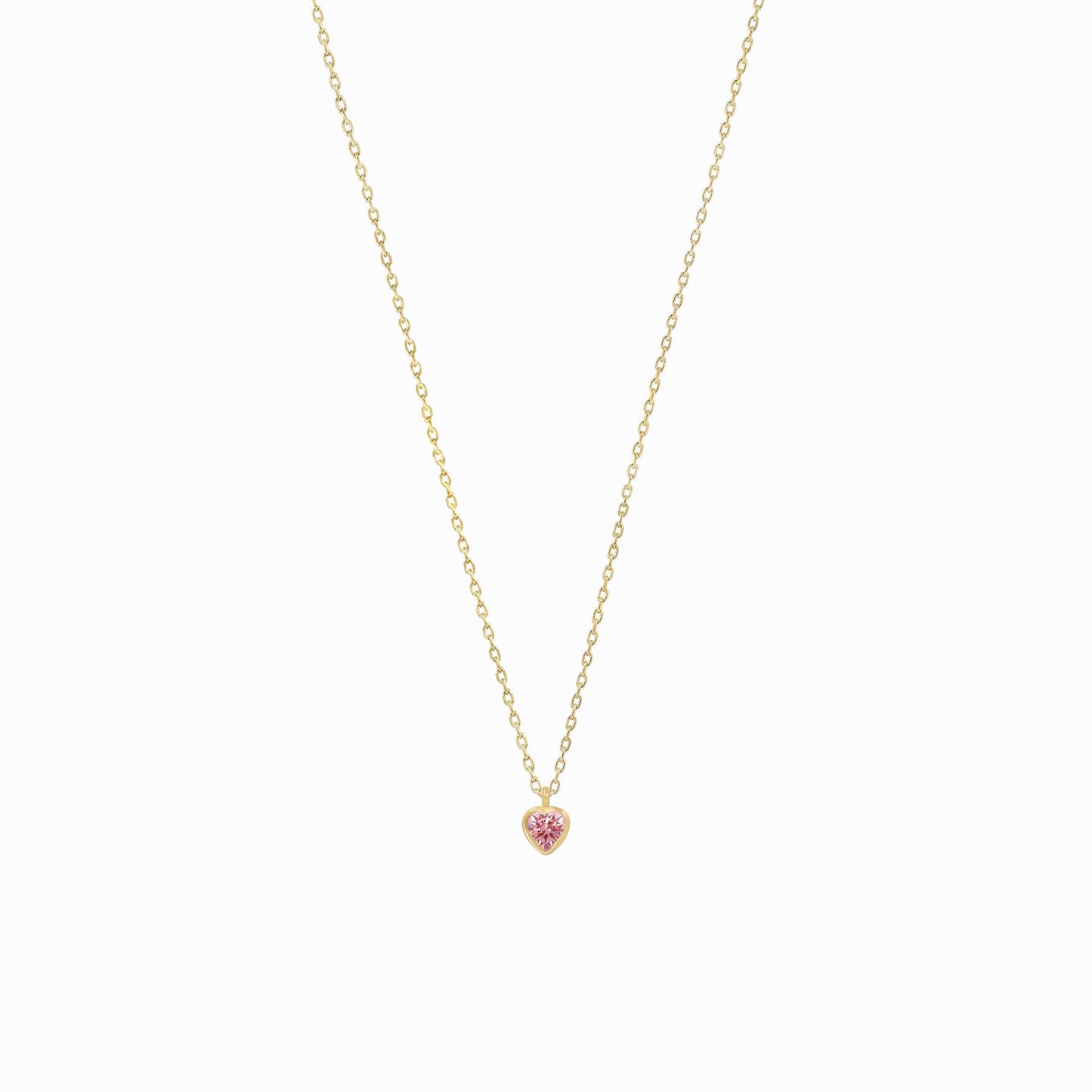 Pink Heart Shape Lab Diamond Necklace 14K Solid Gold