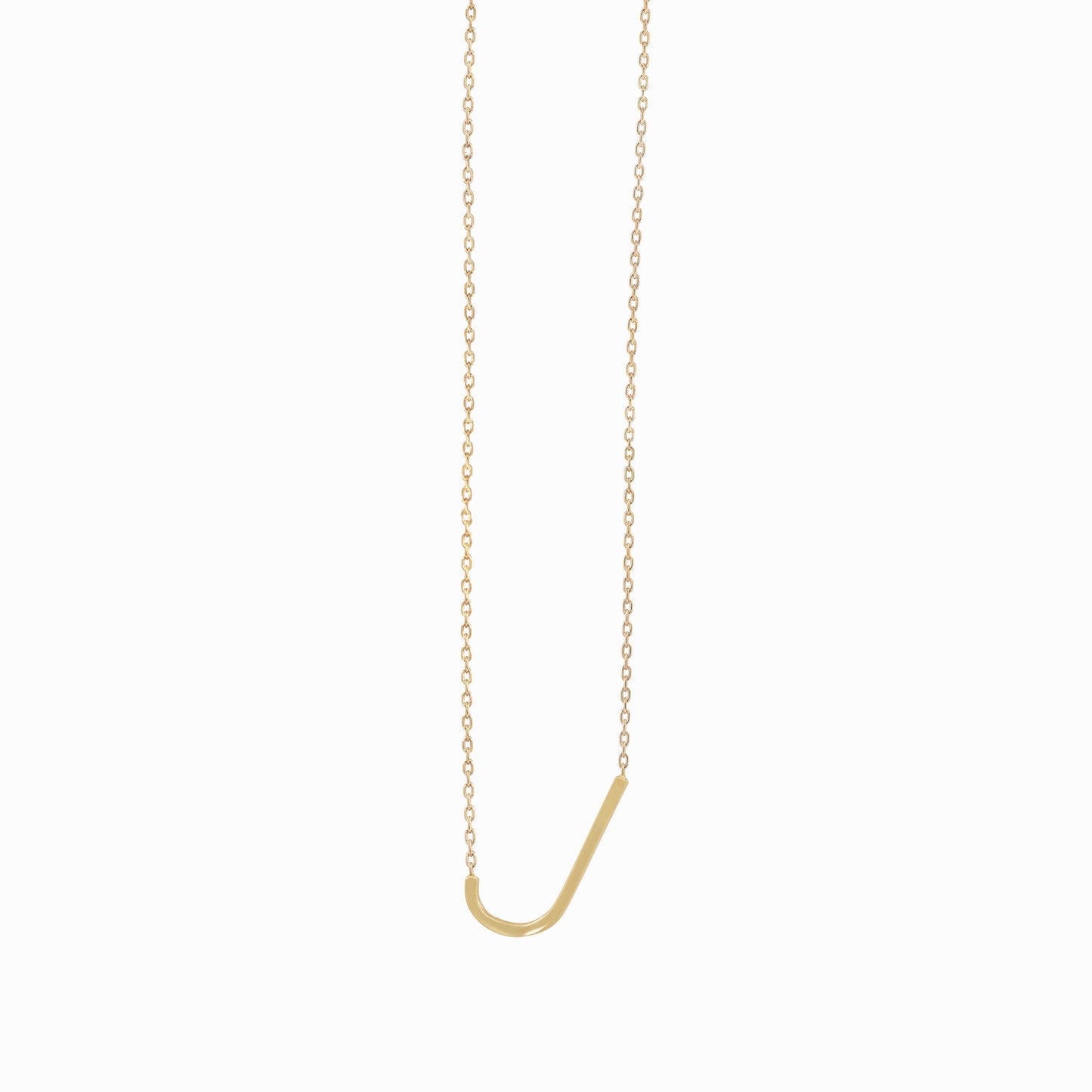 J Large Initial Letter Necklace  14K Solid Gold