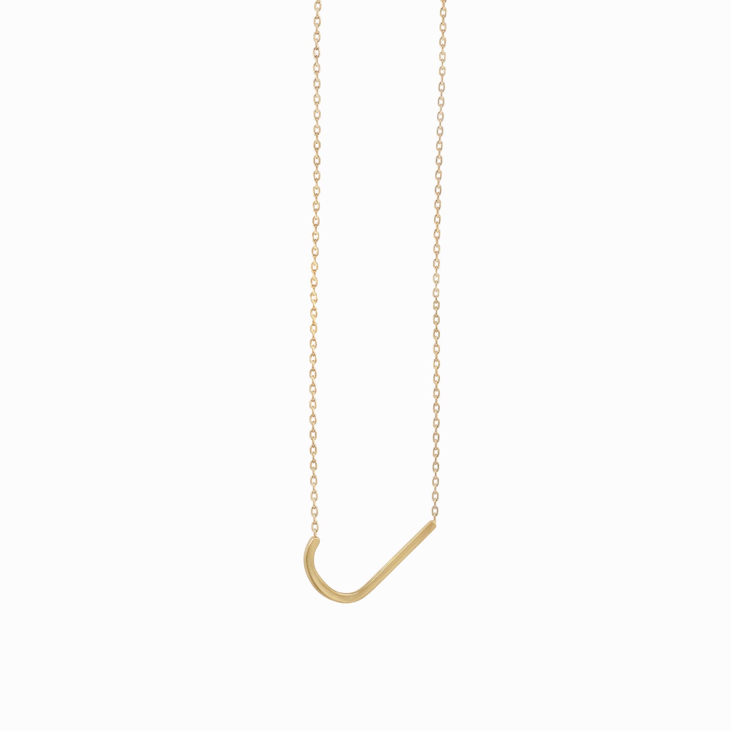 J Large Initial Letter Necklace  14K Solid Gold