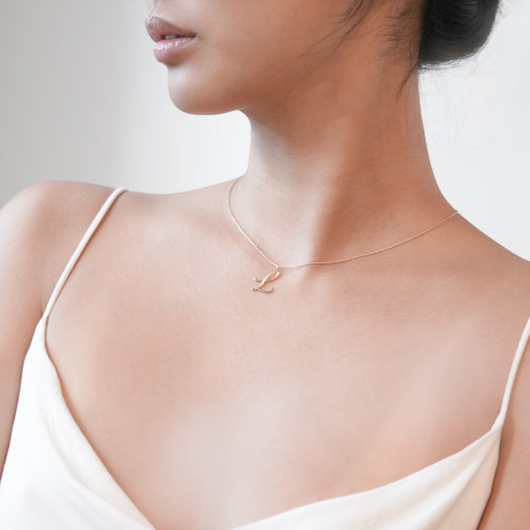 L Script Initial Letter Charm 14K Gold