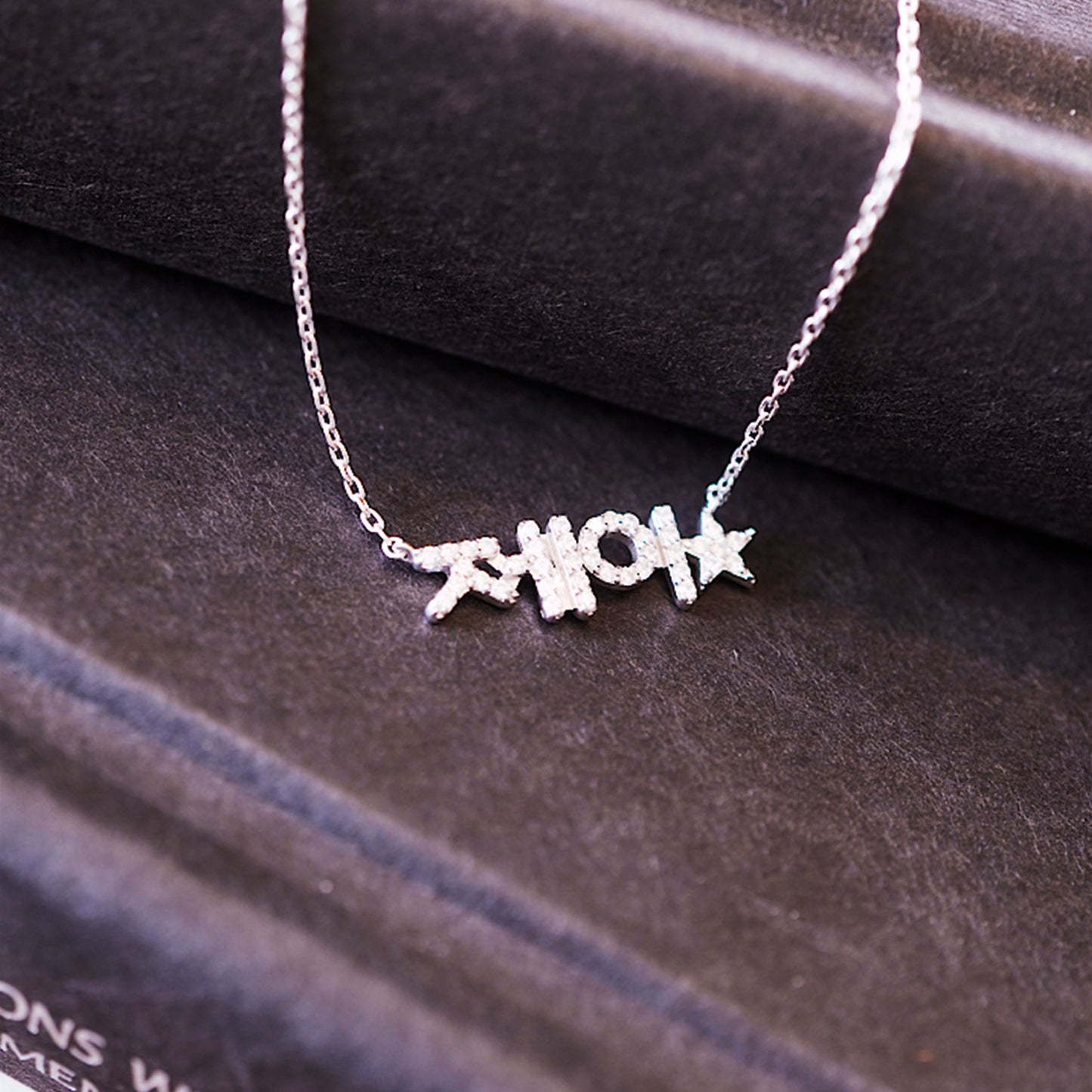 Korean Custom Name and Star Pavé Lab Diamond Necklace  14K Solid Gold – Personalized