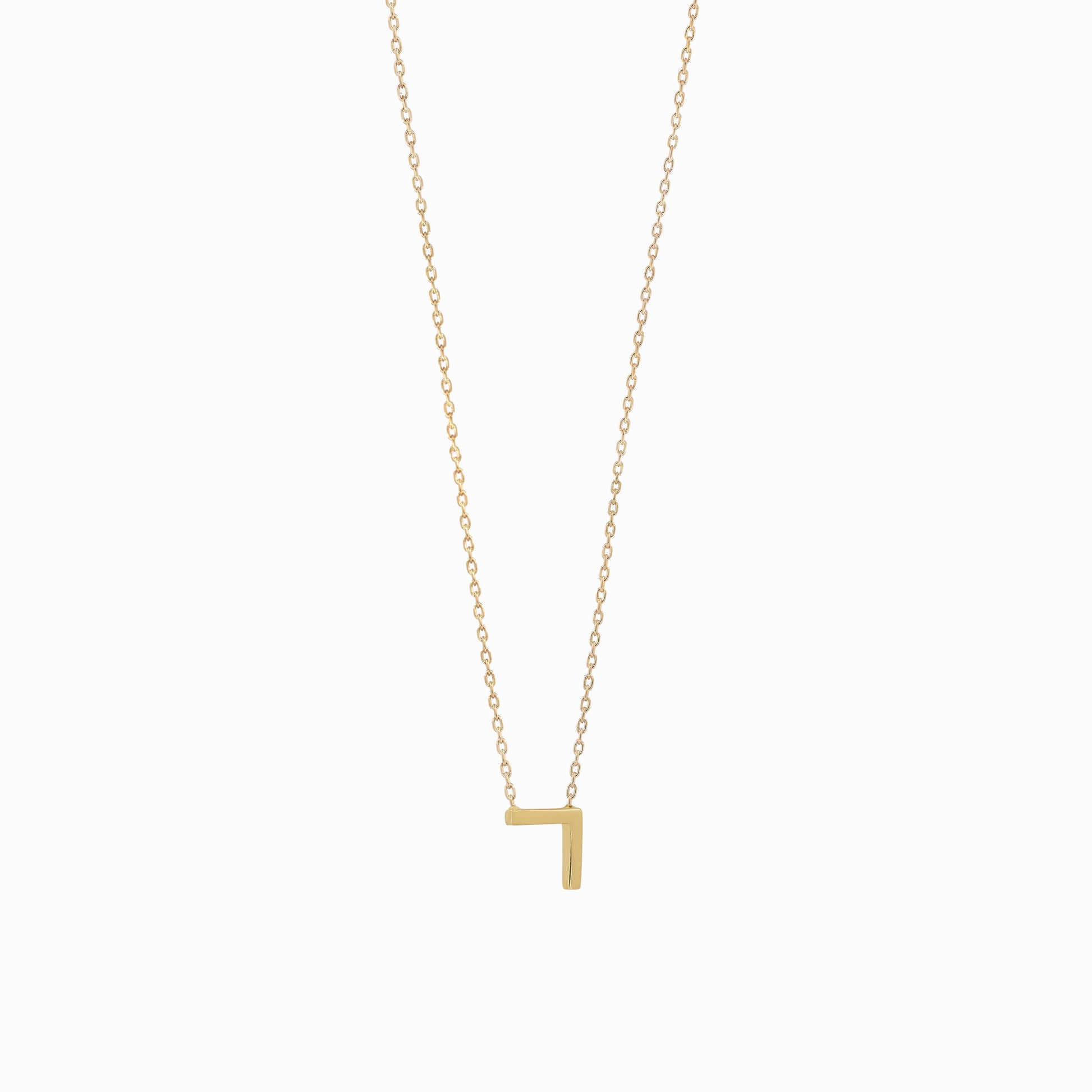 Hangul Korean Letter Solid Gold Necklace ㄱ