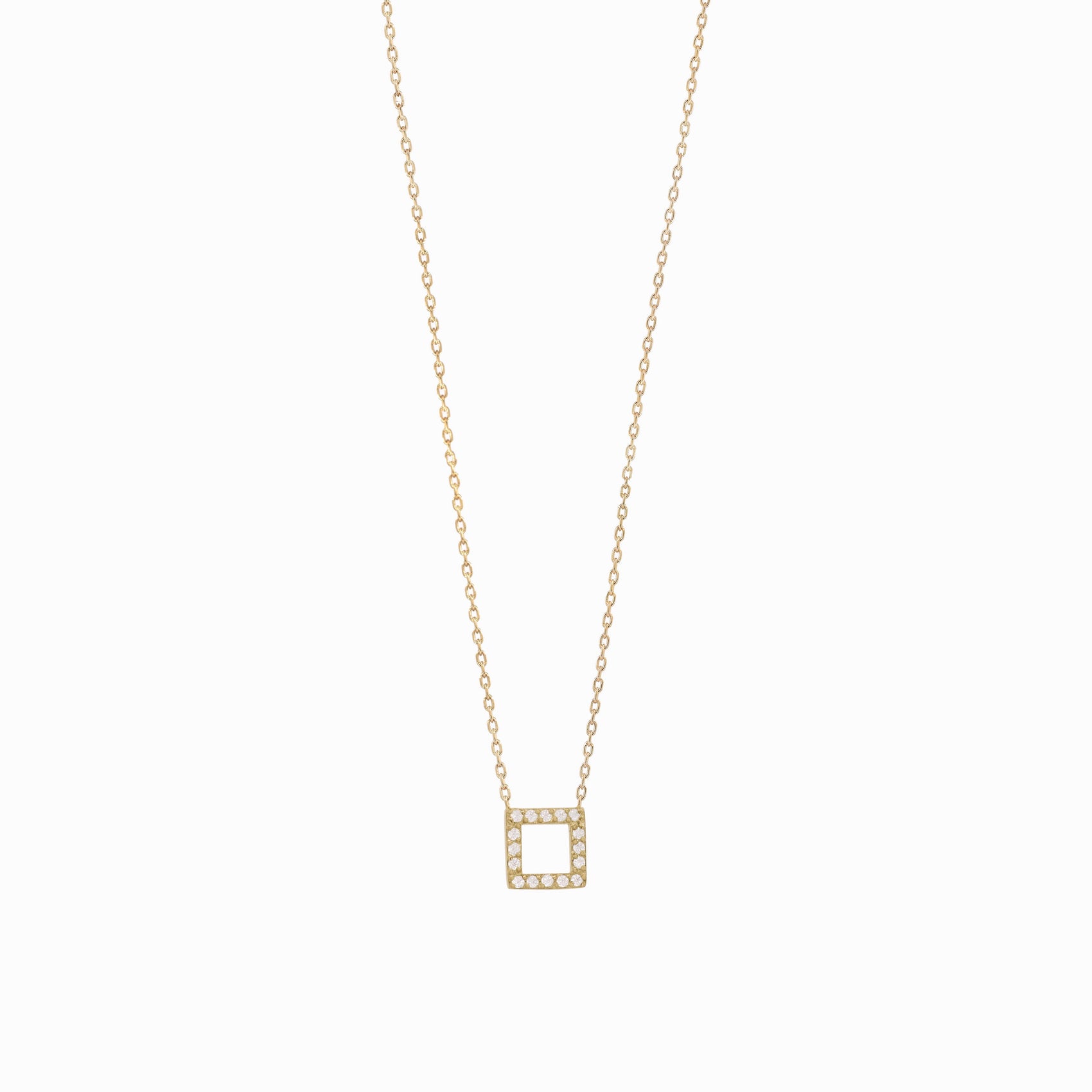 Korean Hangul Letter Pavé Lab Diamond Necklace 14K Solid Gold ㅁ