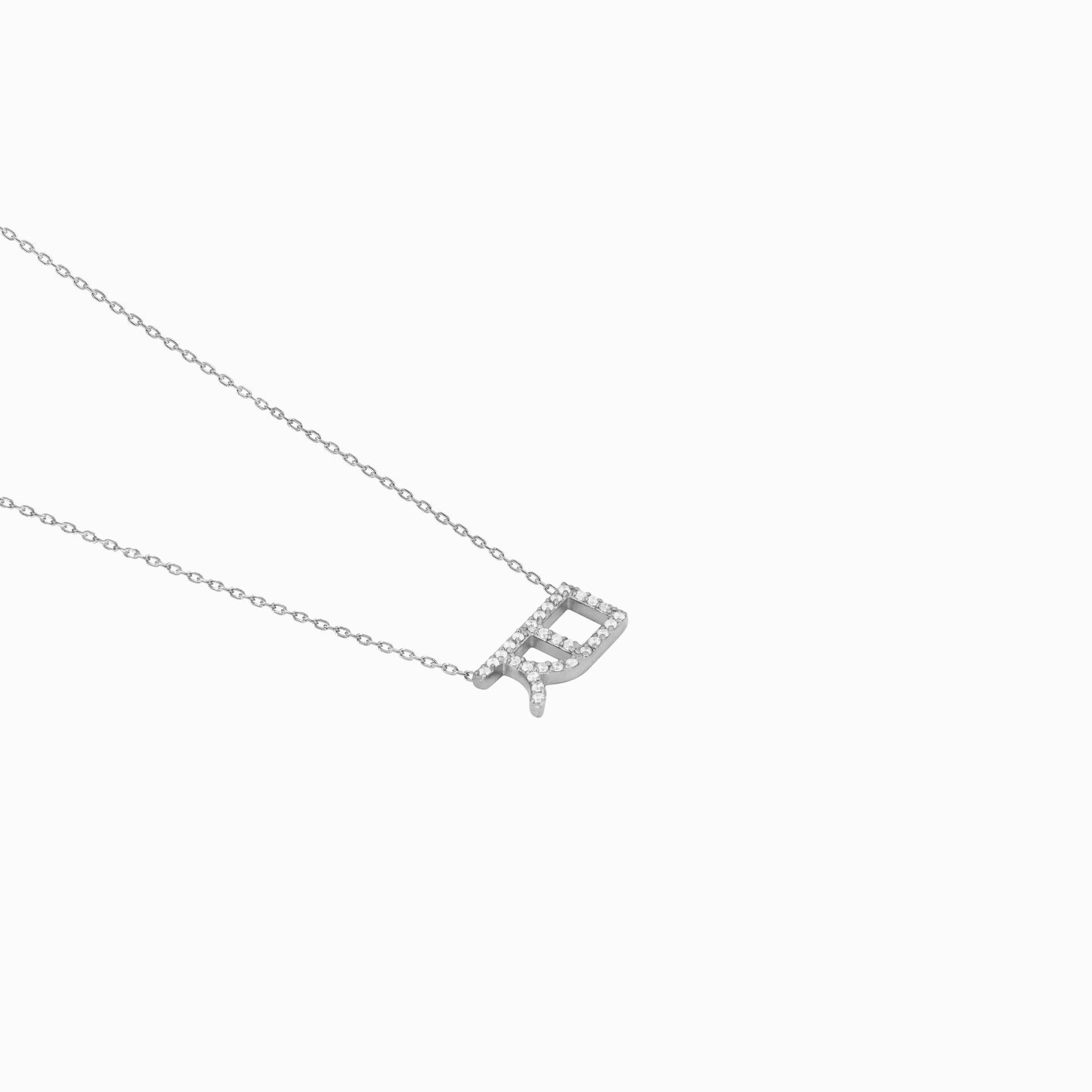Korean Hangul Letter Pavé Lab Diamond Necklace Sterling Silver ㅈㅁ – Personalized