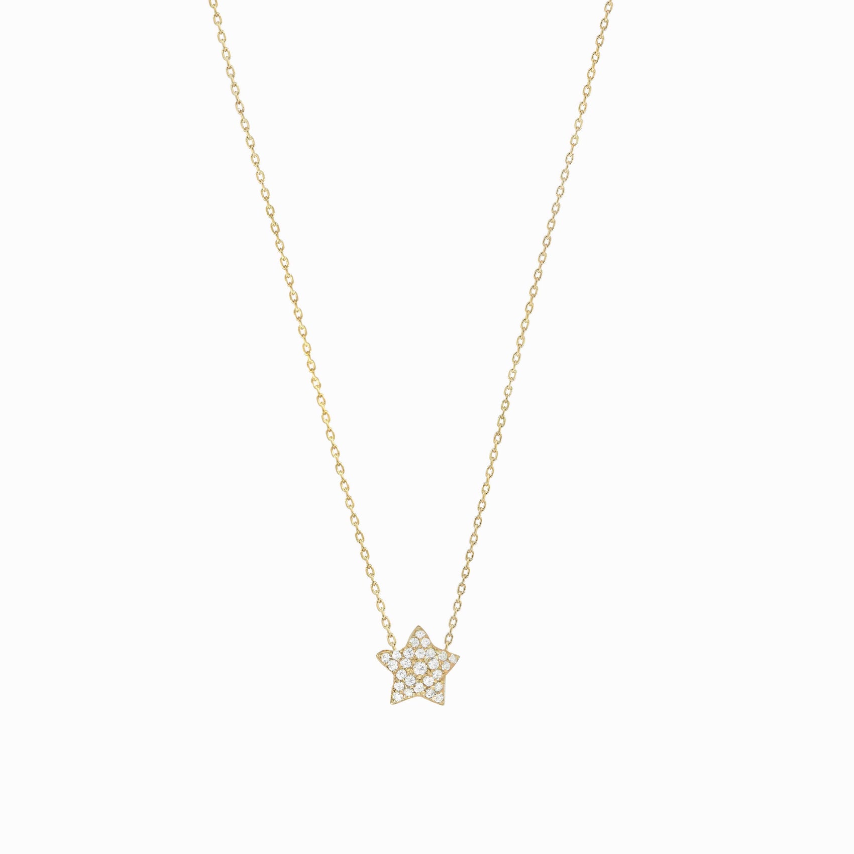 Star Origami Pavé Diamond Necklace 14K Solid Gold