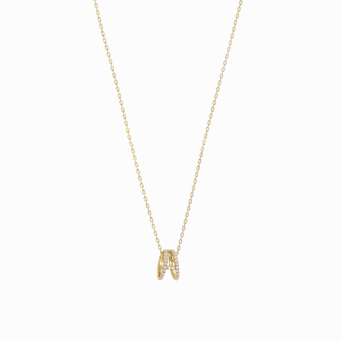 Eclipse A Initial Letter Pavé Lab Diamond Necklace 14K Solid Gold