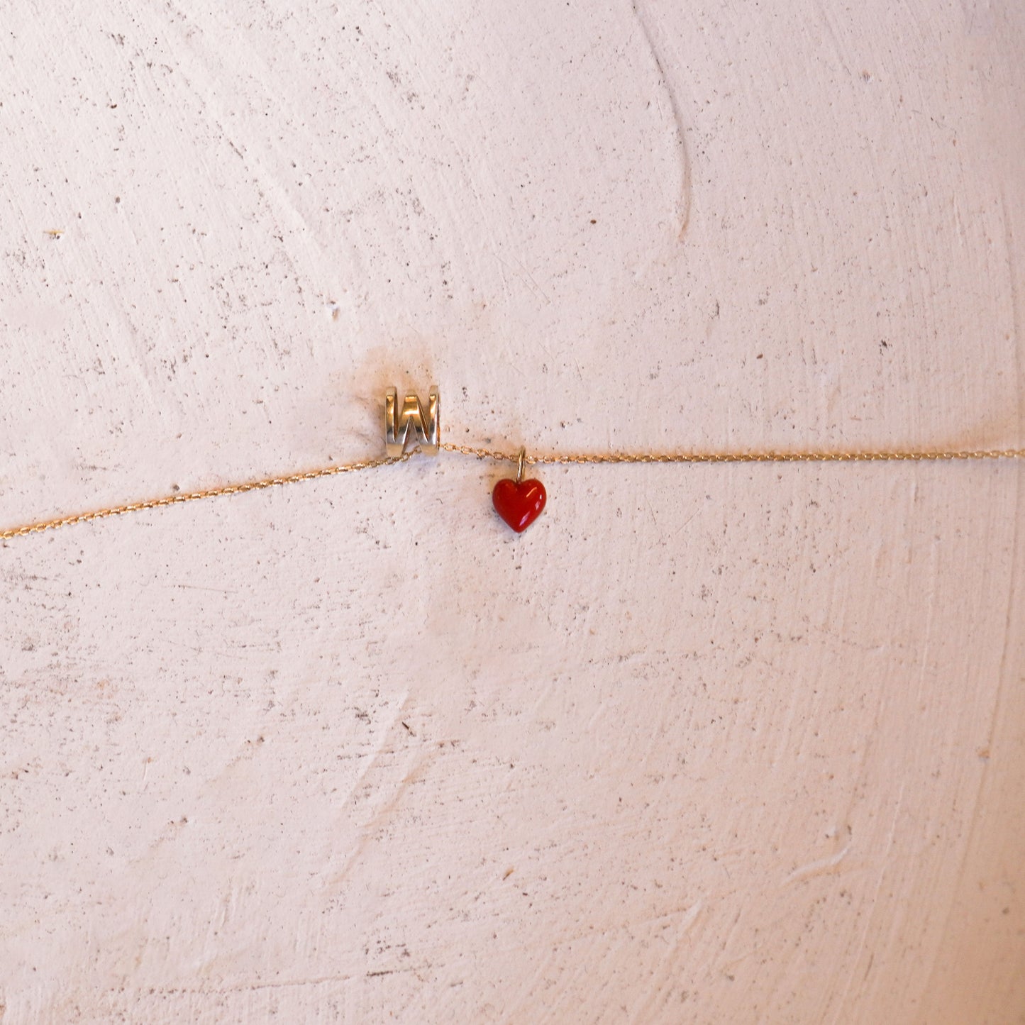 Full Heart Enamel Charm Necklace 14K Solid Gold