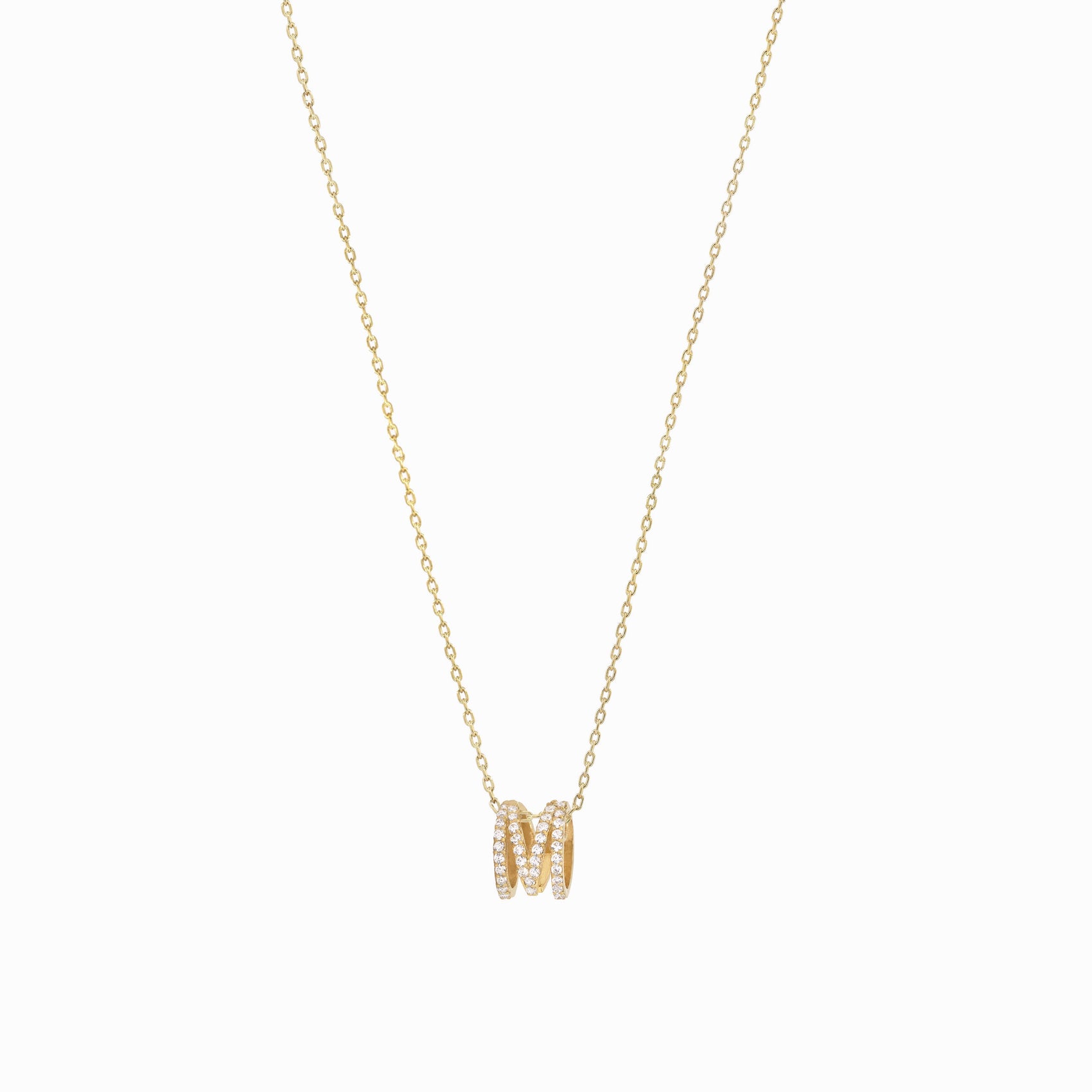Eclipse M Initial Letter Pavé Diamond Necklace 14K Solid Gold
