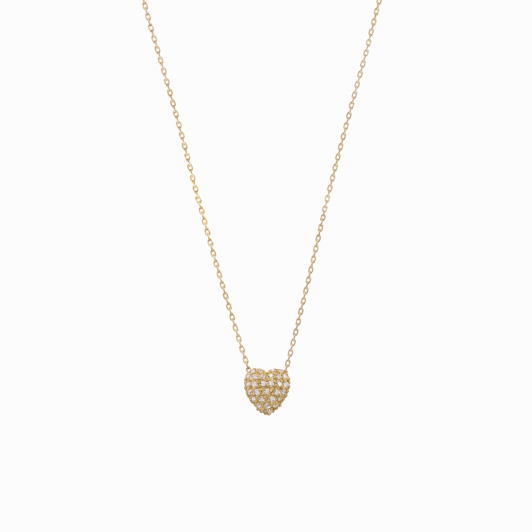 Eclipse Heart Pavé Diamond Necklace 14K Solid Gold