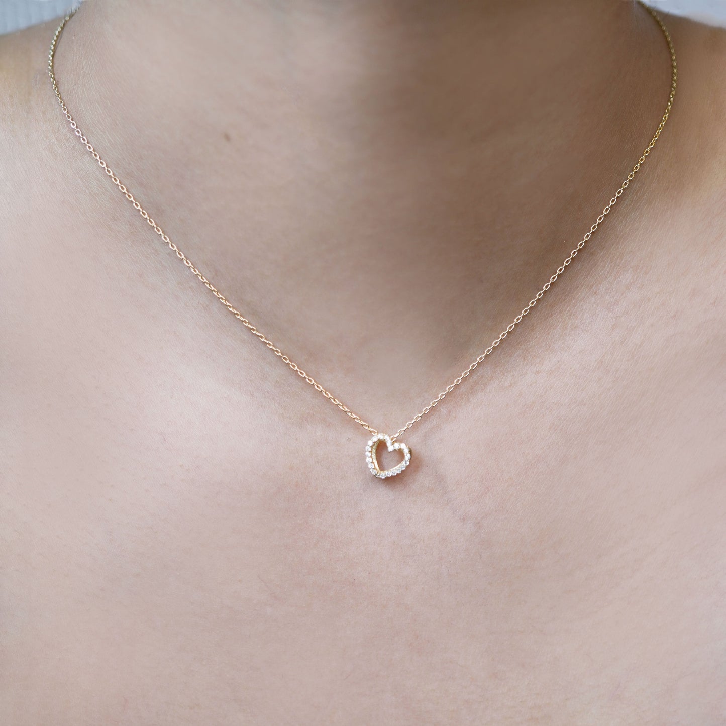 Eclipse Open Heart Pavé Diamond Charm 14K Gold