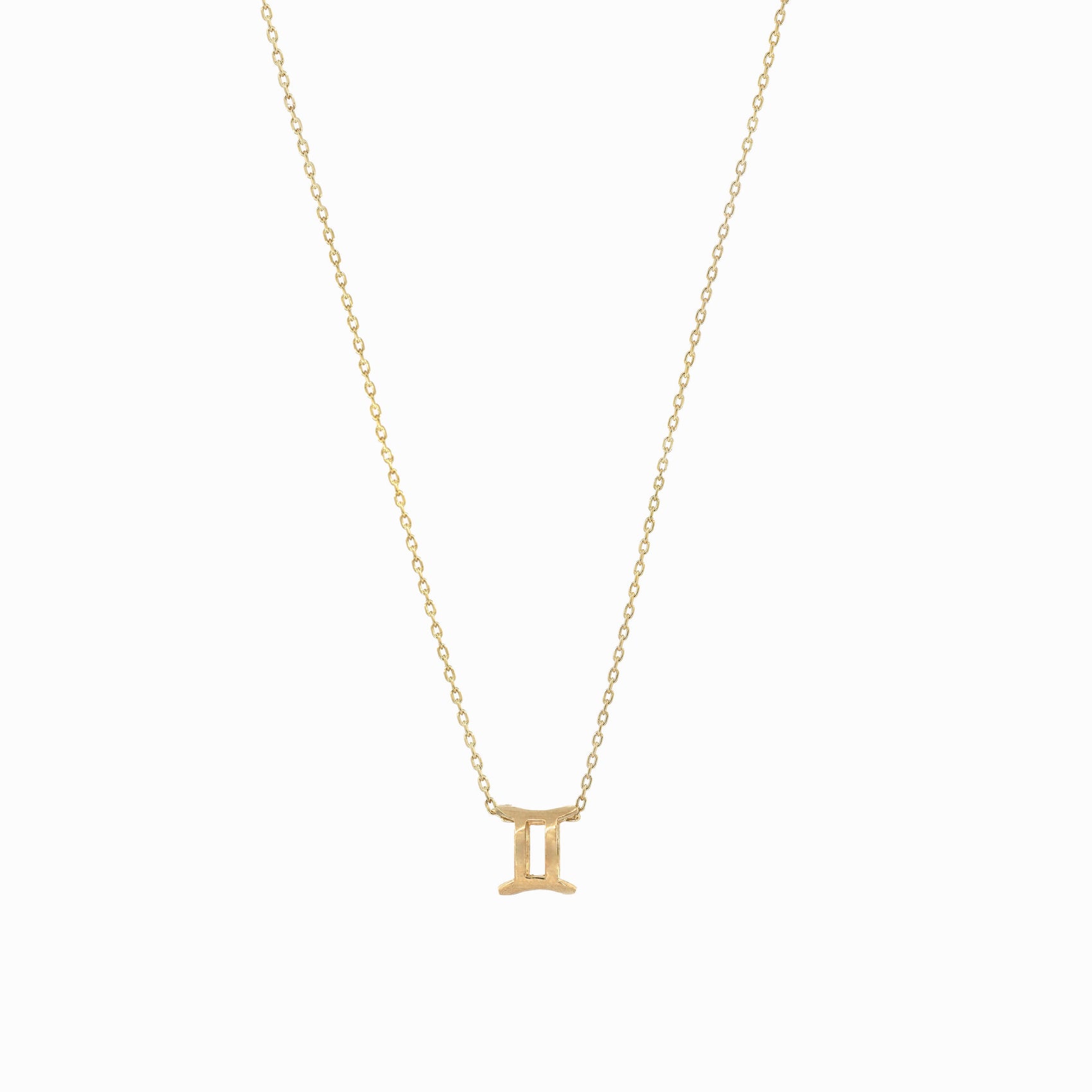 Eclipse Gemini Zodiac Necklace 14K Solid Gold