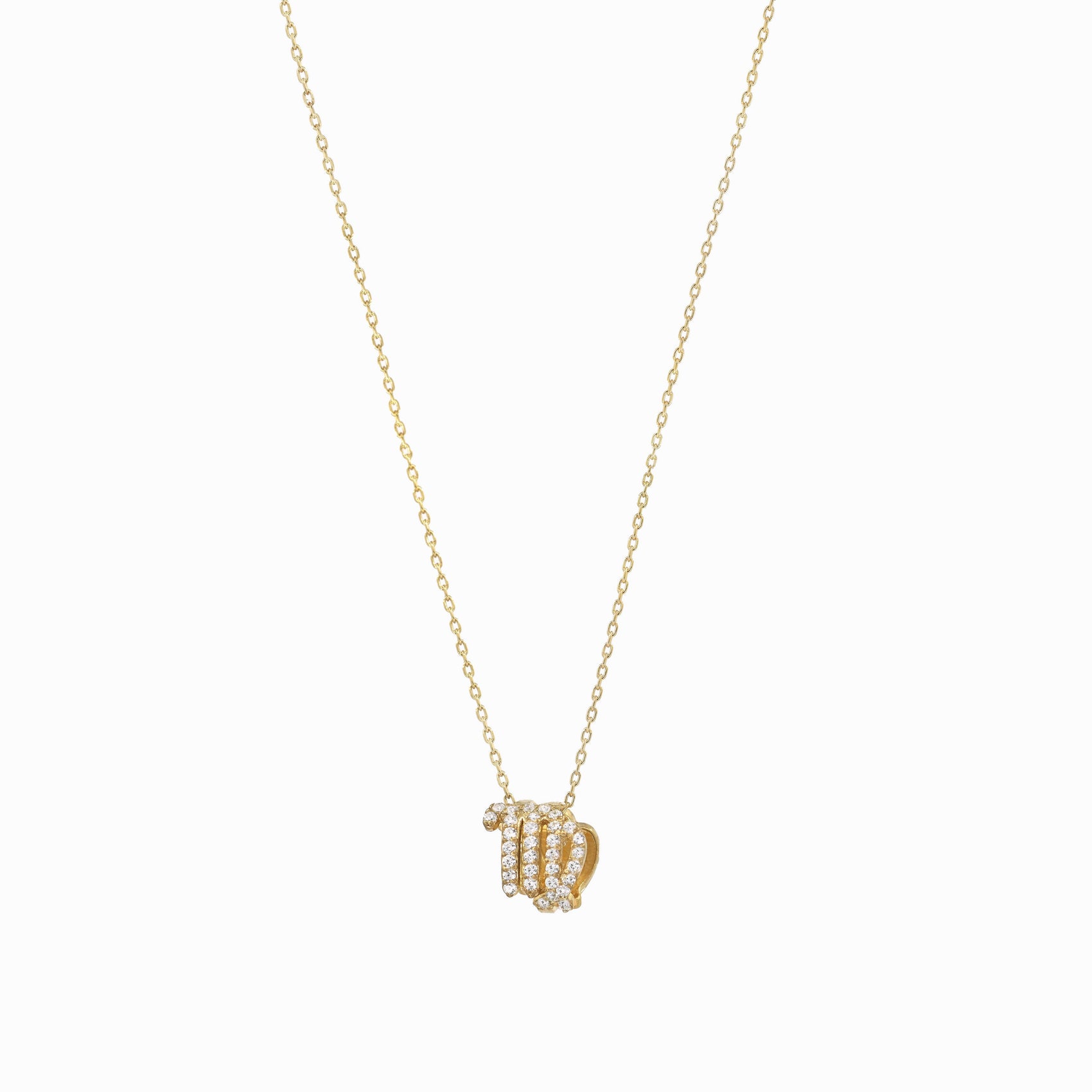 Eclipse Virgo Zodiac Pavé Diamond Necklace 14K Solid Gold