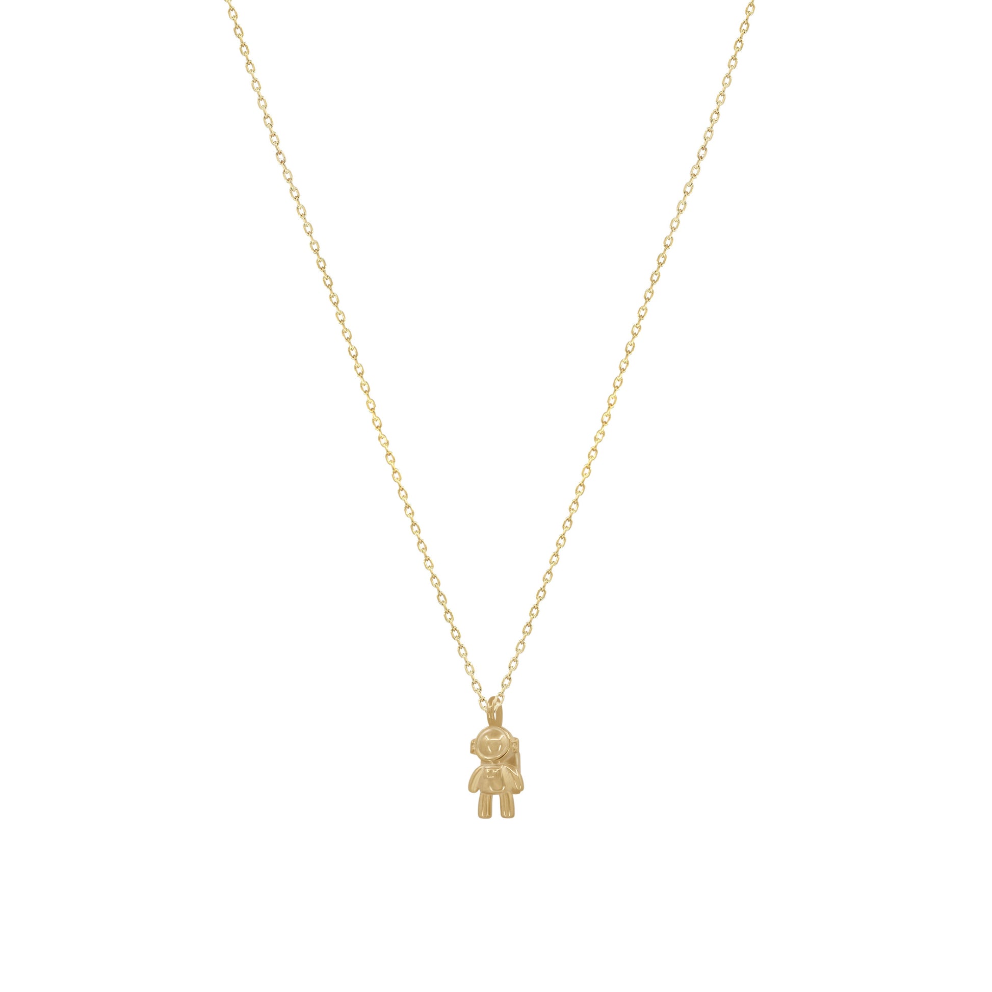 Astronaut Pendant Necklace 14K Solid Gold
