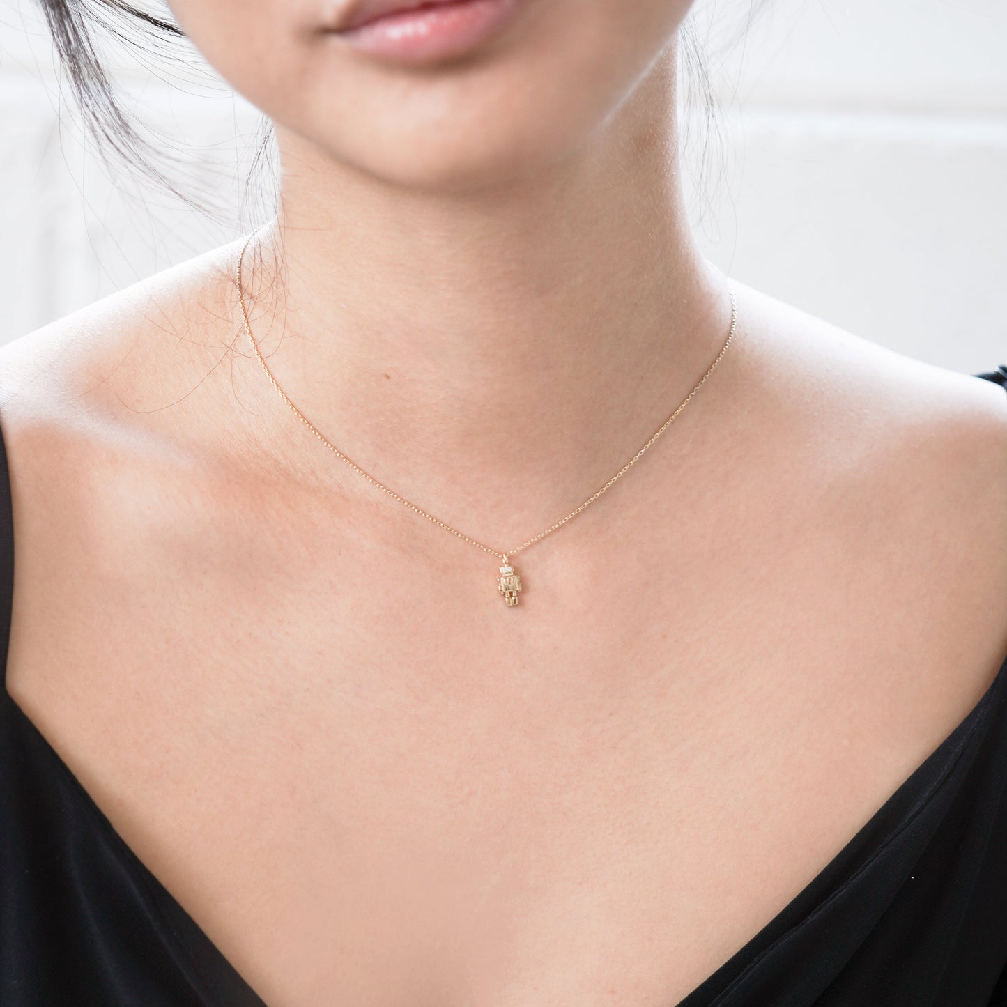 Robot Toto Pavé Diamond Pendant Charm 14K Solid Gold